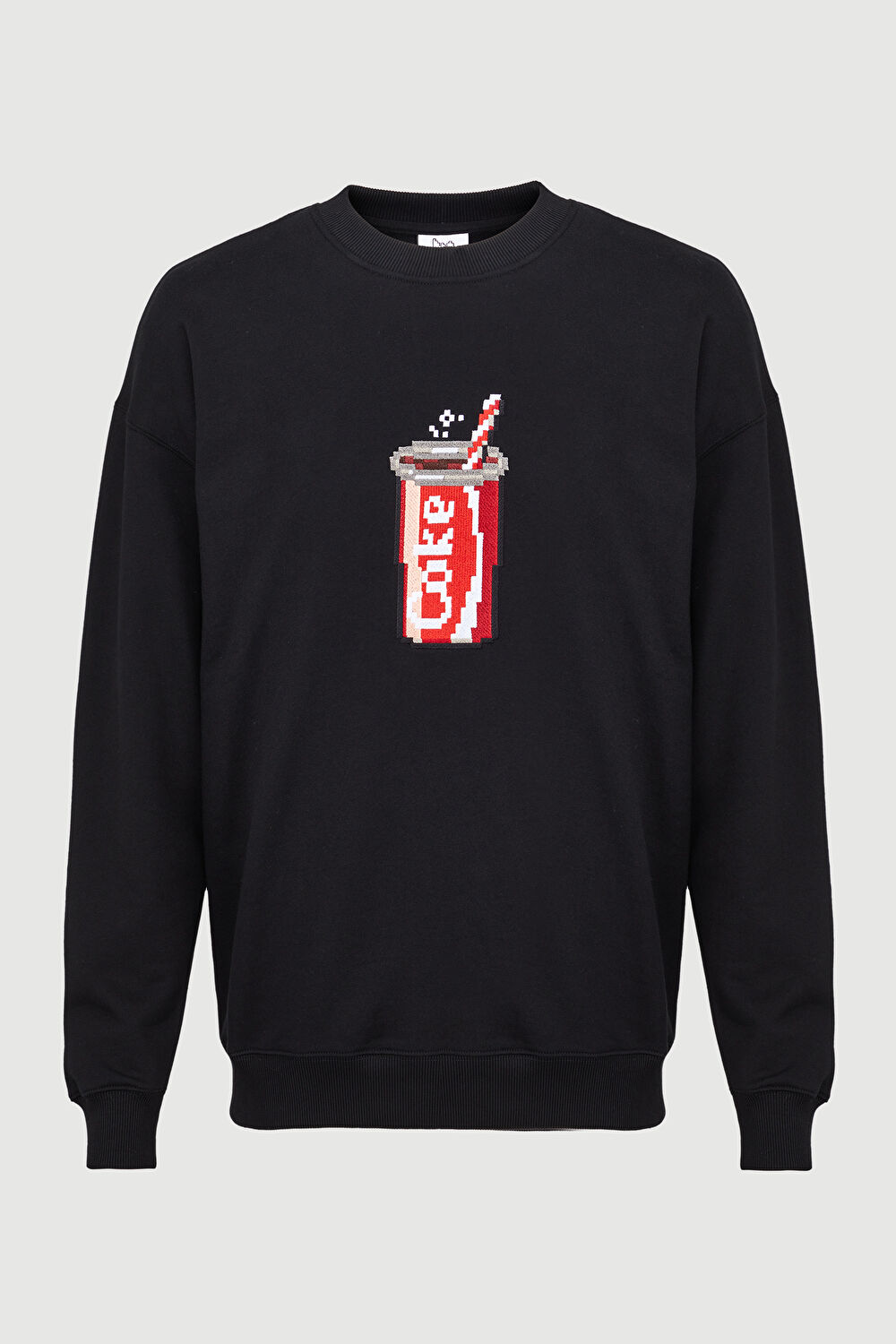 Siyah Relax Kalıp Bisiklet Yaka Sweatshirt_0
