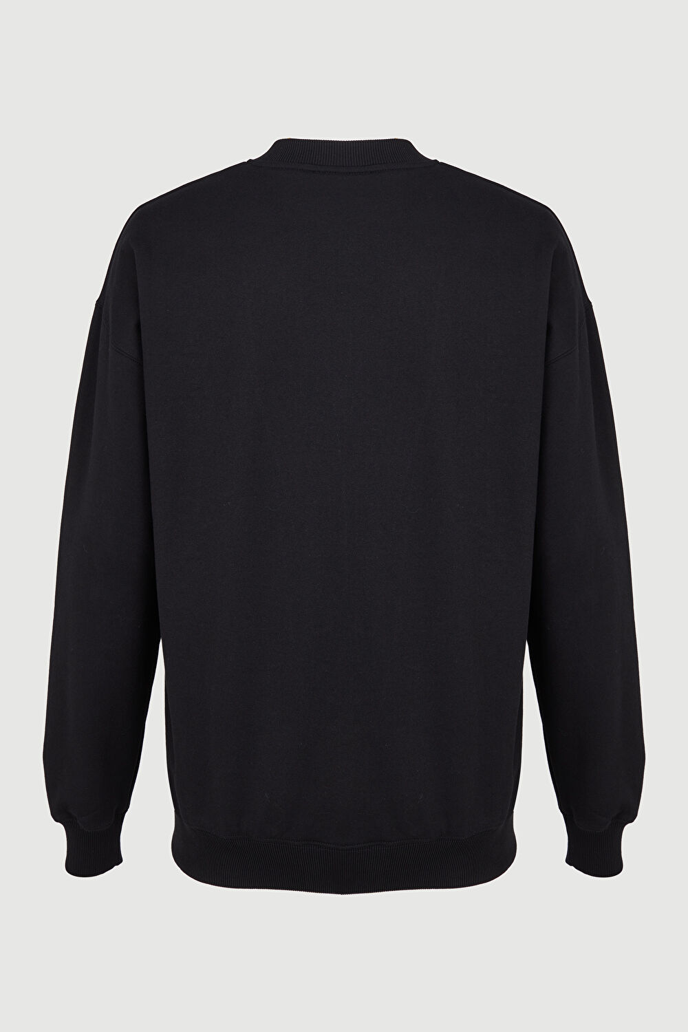 Siyah Relax Kalıp Bisiklet Yaka Sweatshirt_2