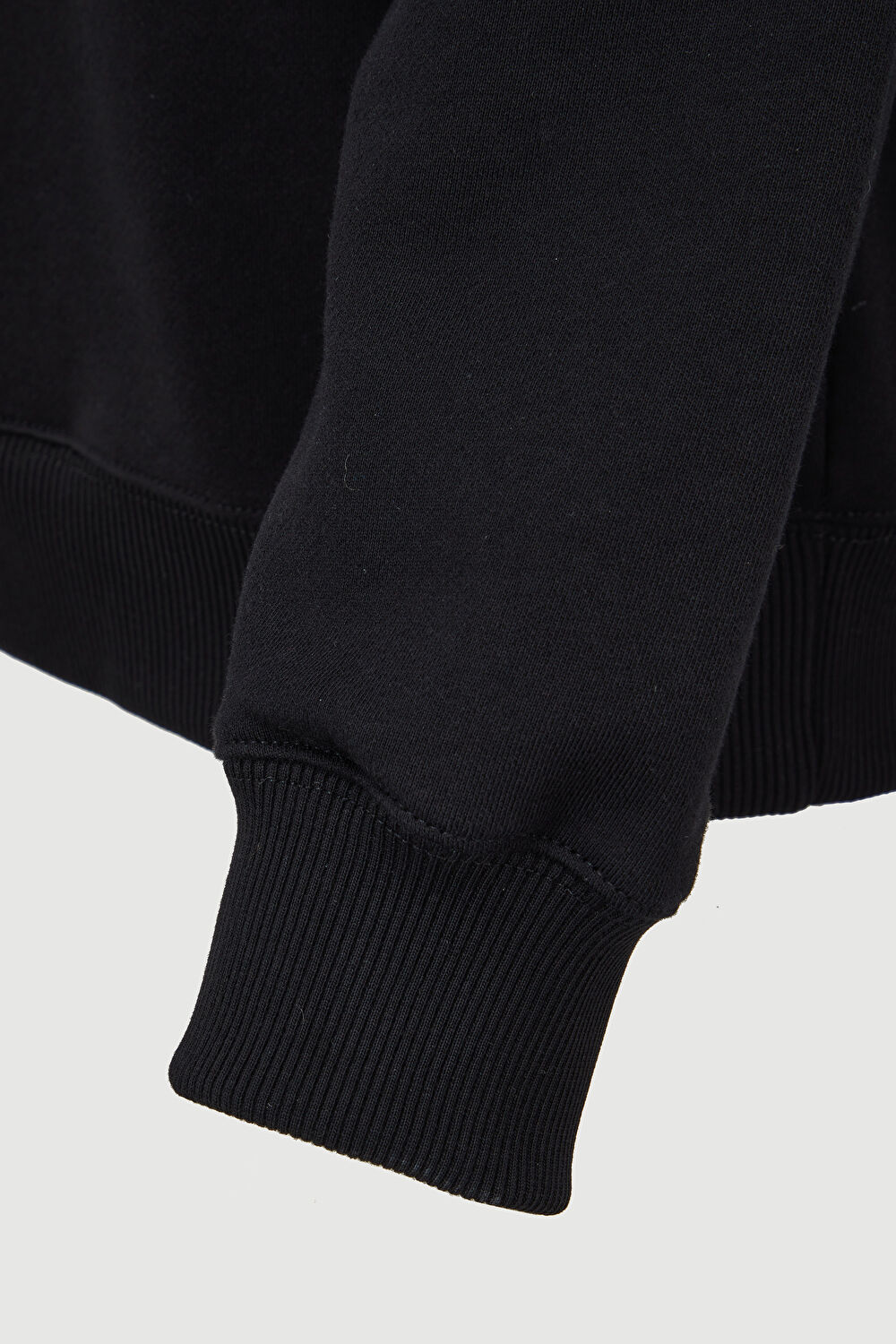 Siyah Relax Kalıp Bisiklet Yaka Sweatshirt_4