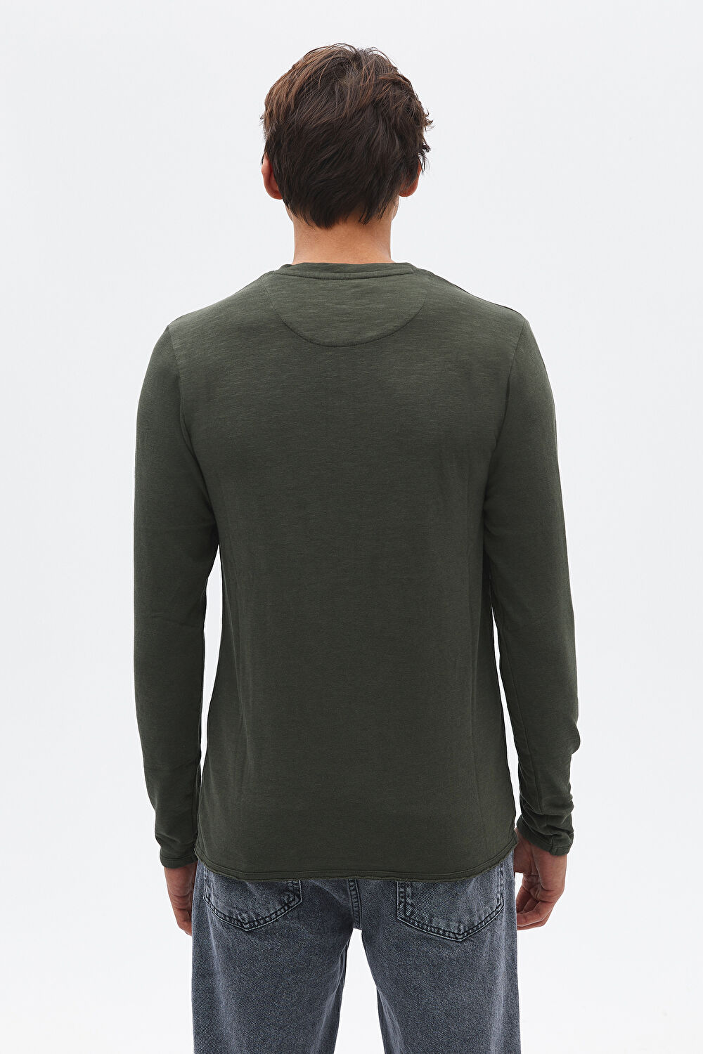 Haki Bisiklet Yaka T-Shirt_2