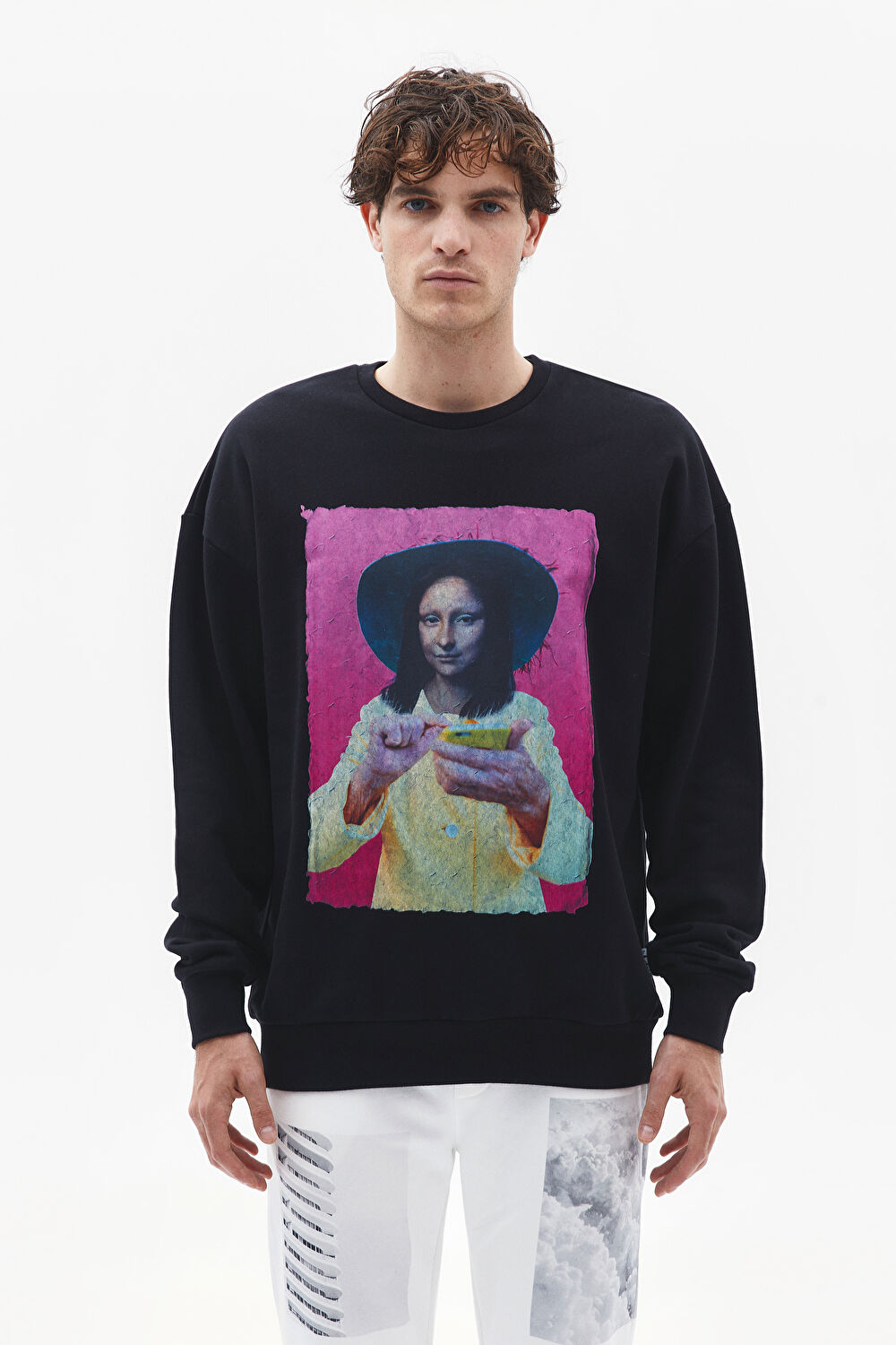 Siyah Oversize Bisiklet Yaka Sweatshirt_0