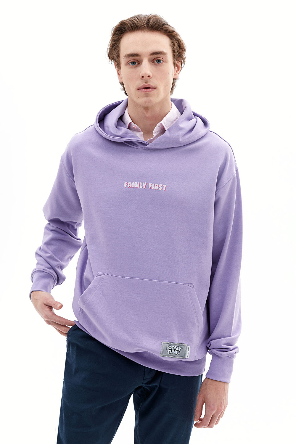 Mor Relax Kalıp Kapuşonlu Sweatshirt_0