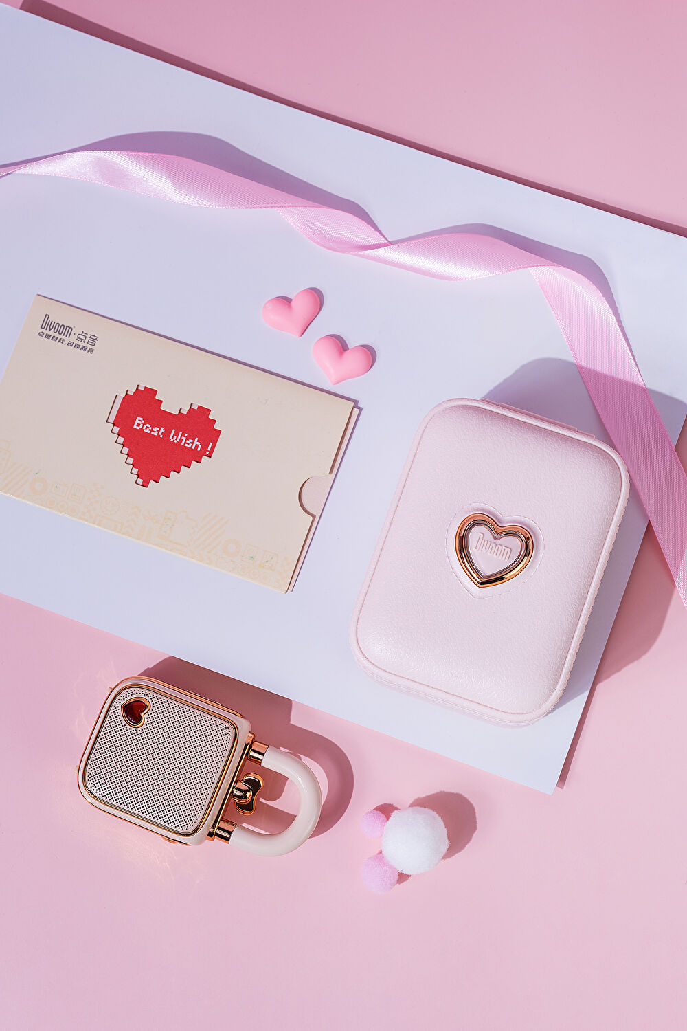 Love Lock Mini Ses Kayıt Özellikli Pembe Bluetooth Hoparlör_6