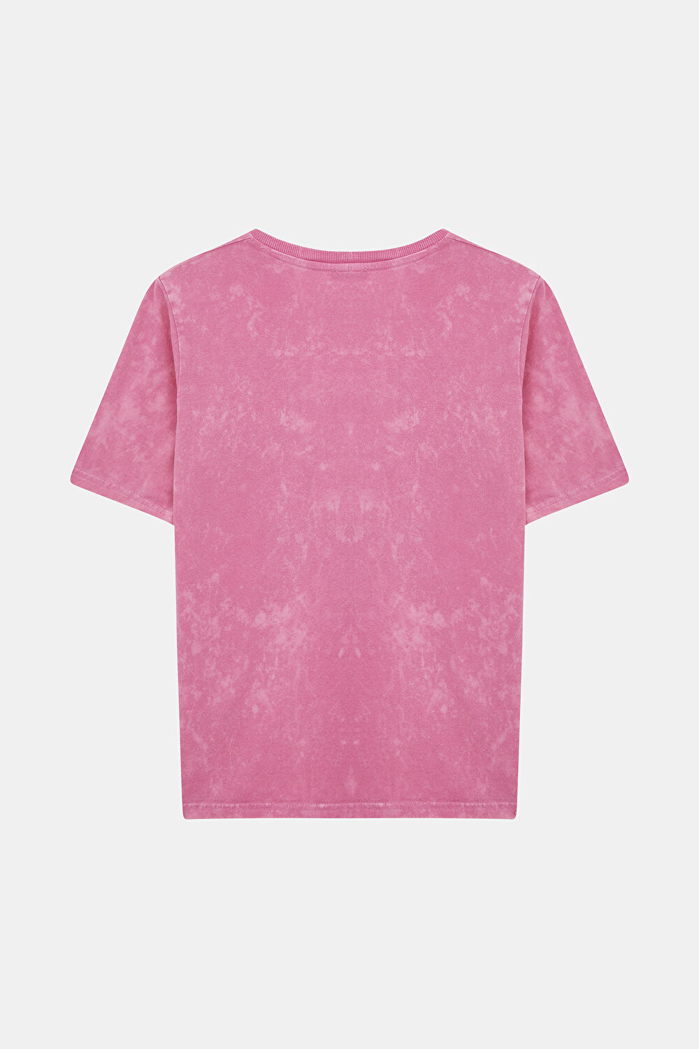 Pembe Bisiklet Yaka Baskılı T-Shirt_5