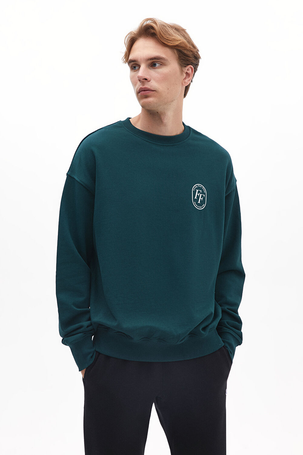 Yeşil Bisiklet Yaka Sweatshirt_0