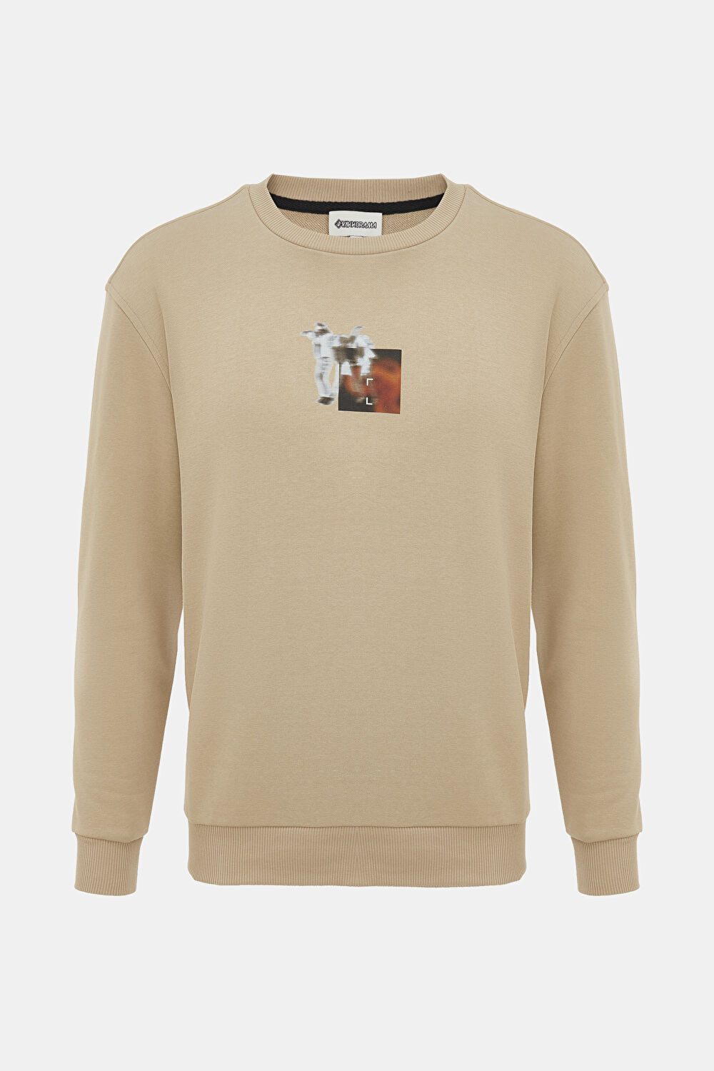 Bej Bisiklet Yaka Sweatshirt_0