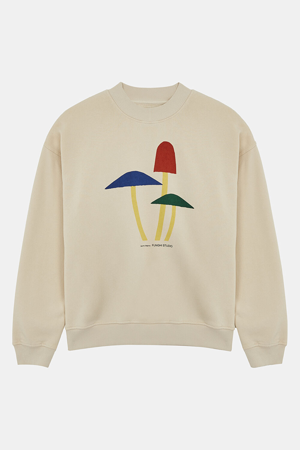 Ekru Bisiklet Yaka Sweatshirt_0