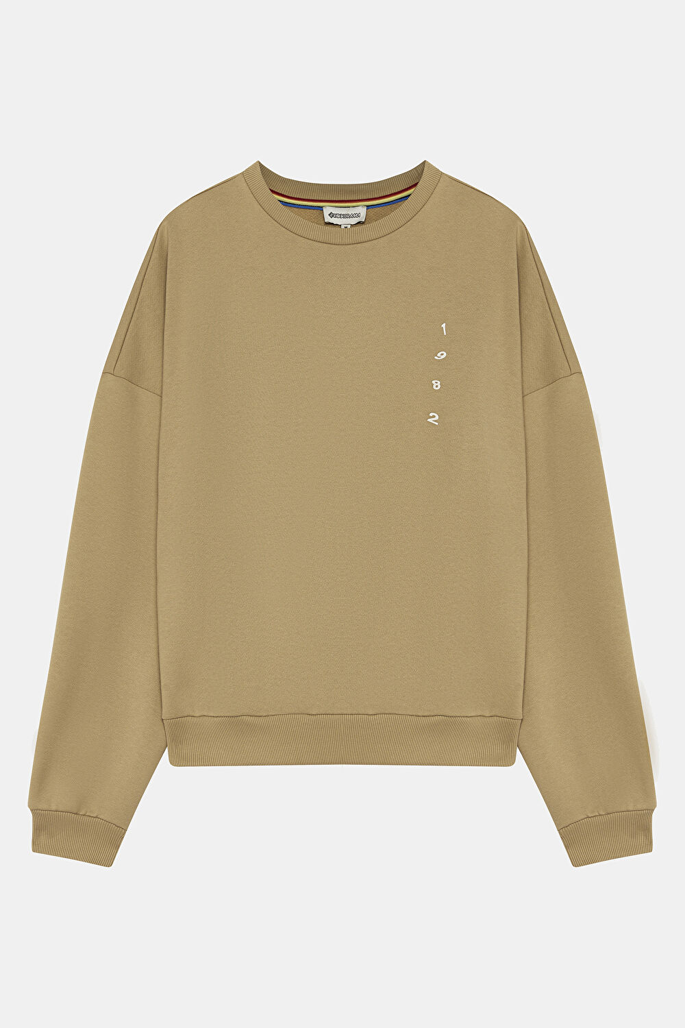 Bej Bisiklet Yaka Sweatshirt_0