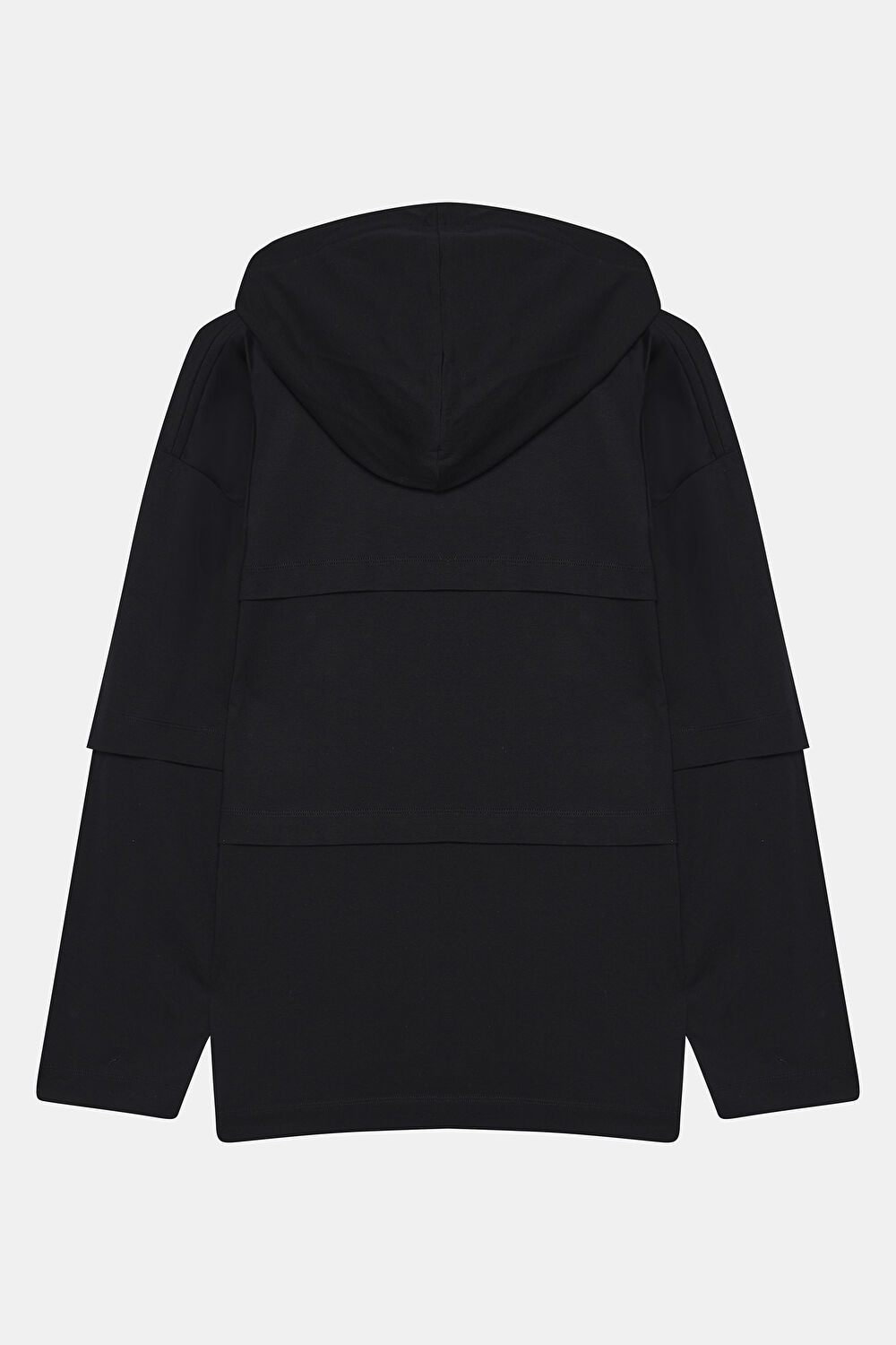 Oversize Siyah Kapüşonlu Baskılı Sweatshirt_2