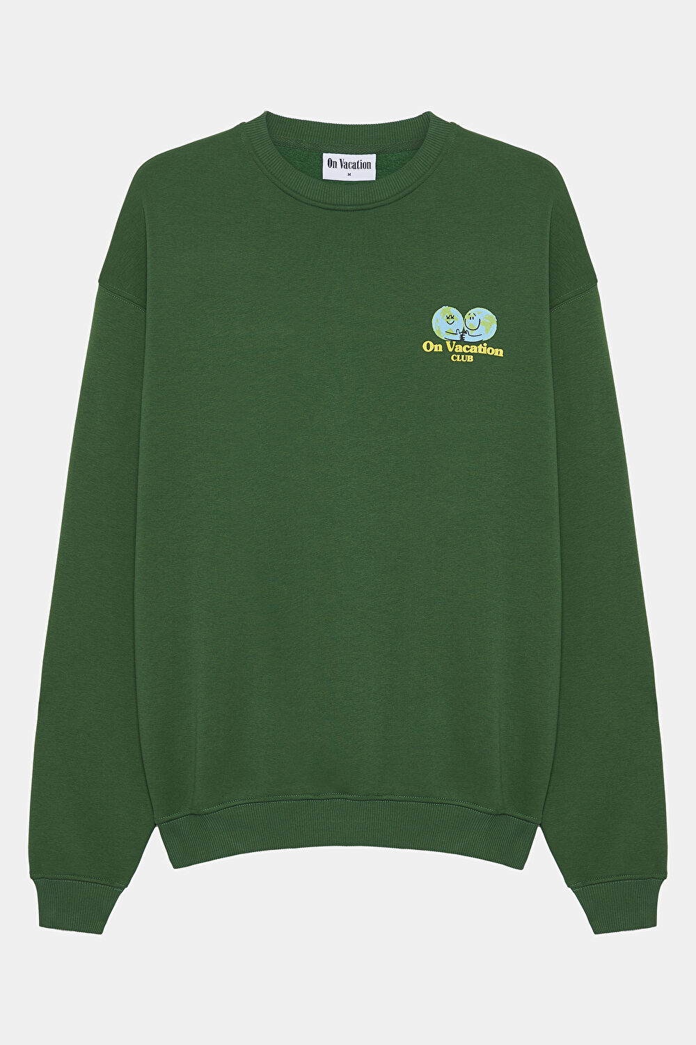 Yeşil Relax Kalıp Bisiklet Yaka Sweatshirt_0