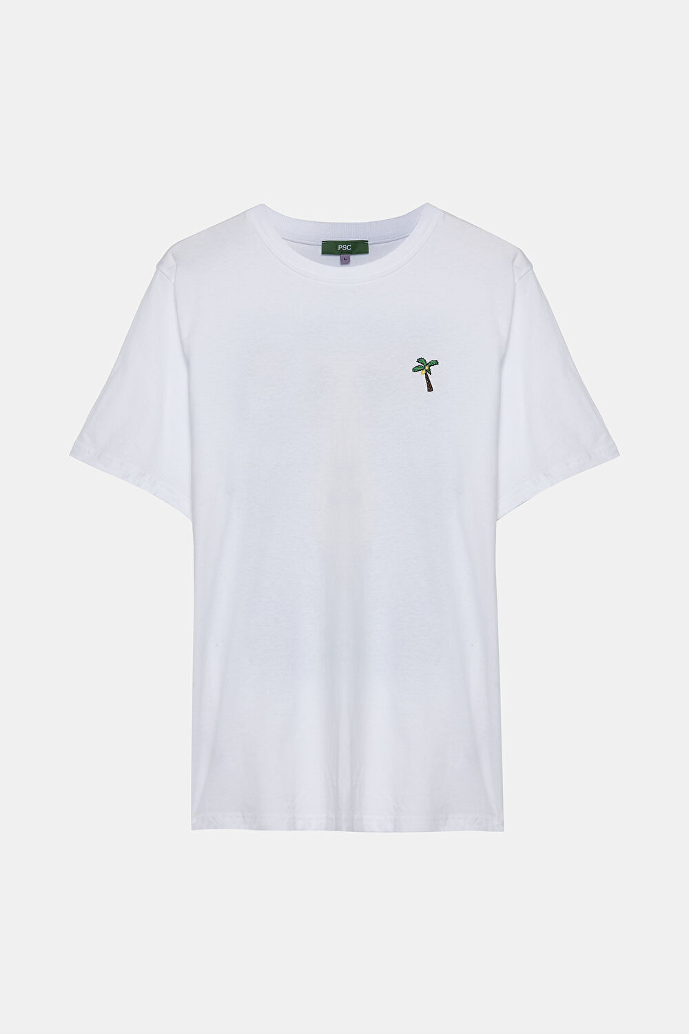 Beyaz Bisiklet Yaka Baskılı T-Shirt_5