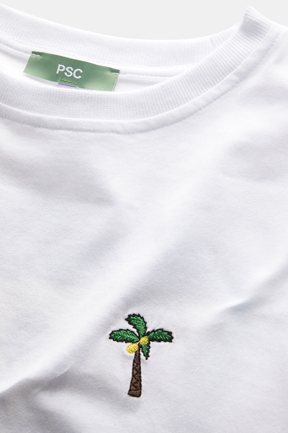 Beyaz Bisiklet Yaka Baskılı T-Shirt_7