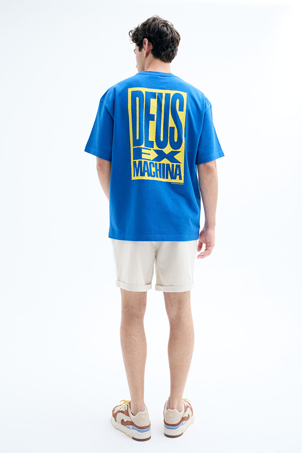 Oversize Lacivert Bisiklet Yaka Baskılı T-Shirt_2