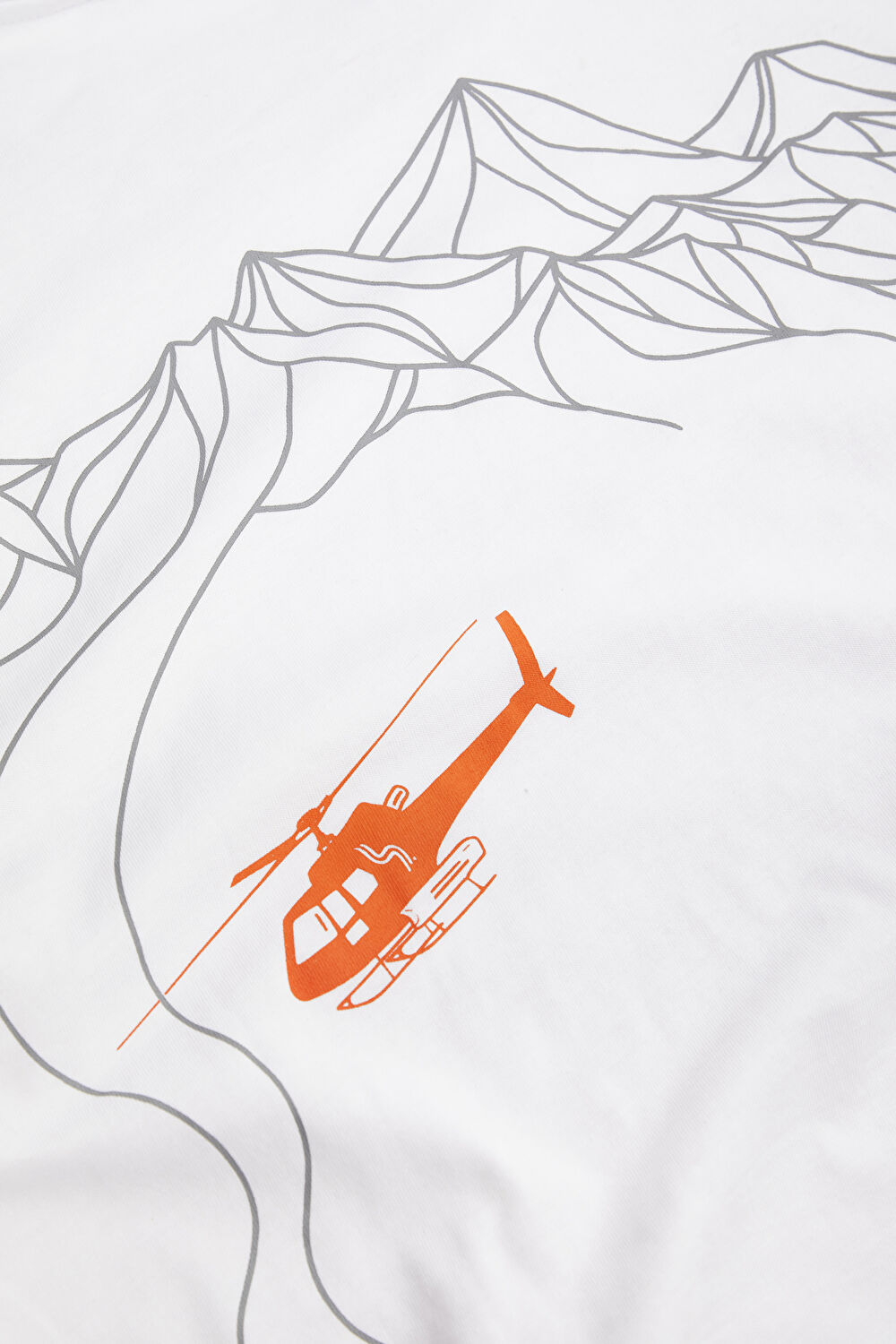 Heliski Ekru Bisiklet Yaka Baskılı T-Shirt_4