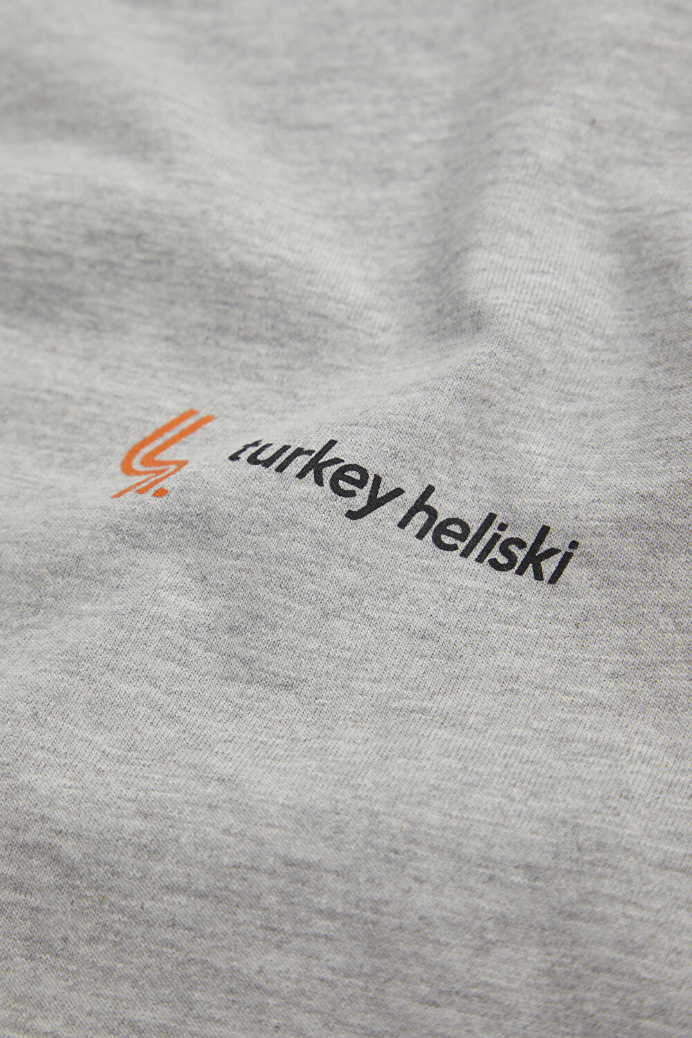 Heliski Gri Melanj Bisiklet Yaka Baskılı T-Shirt_4