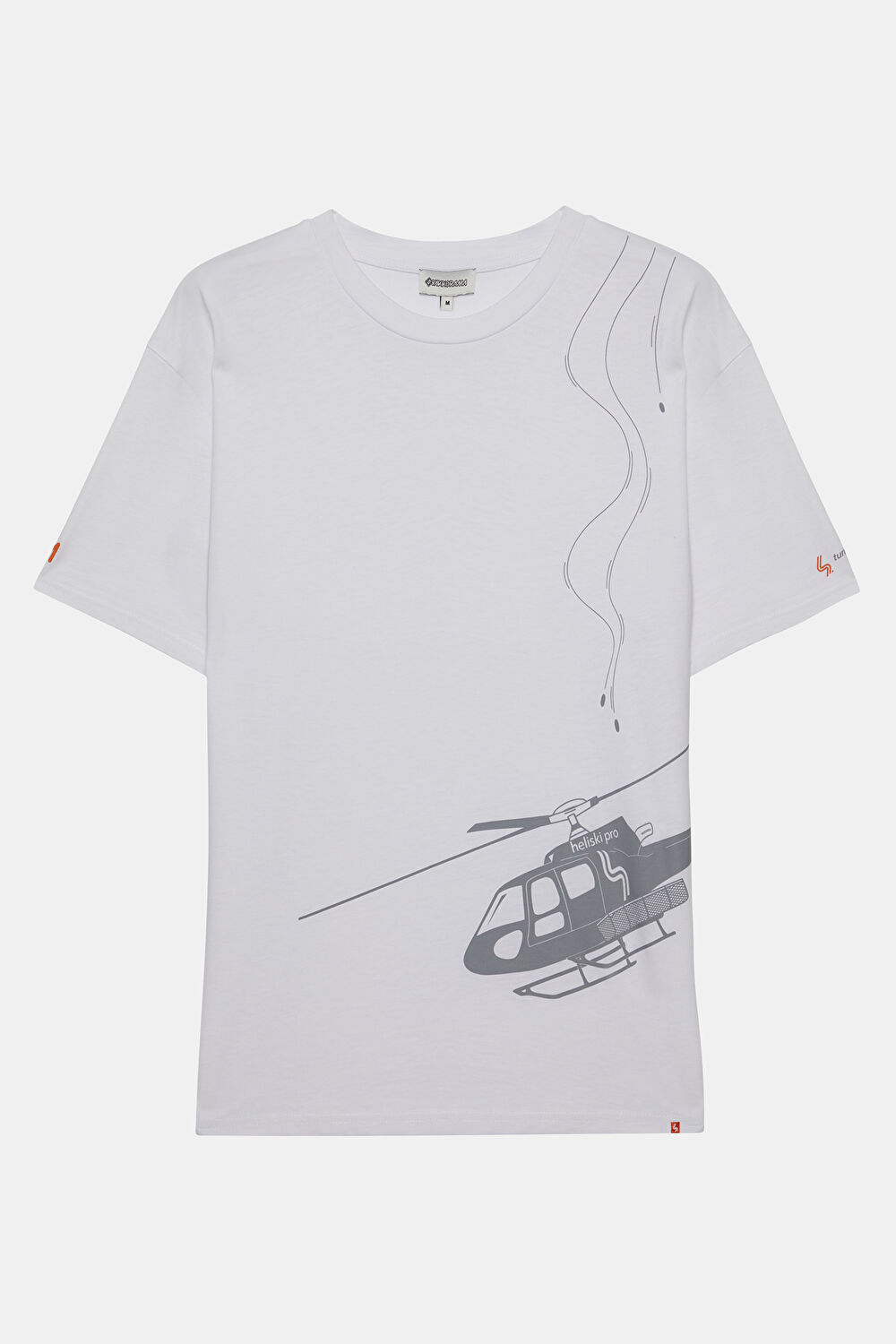 Heliski Ekru Bisiklet Yaka Baskılı T-Shirt_0