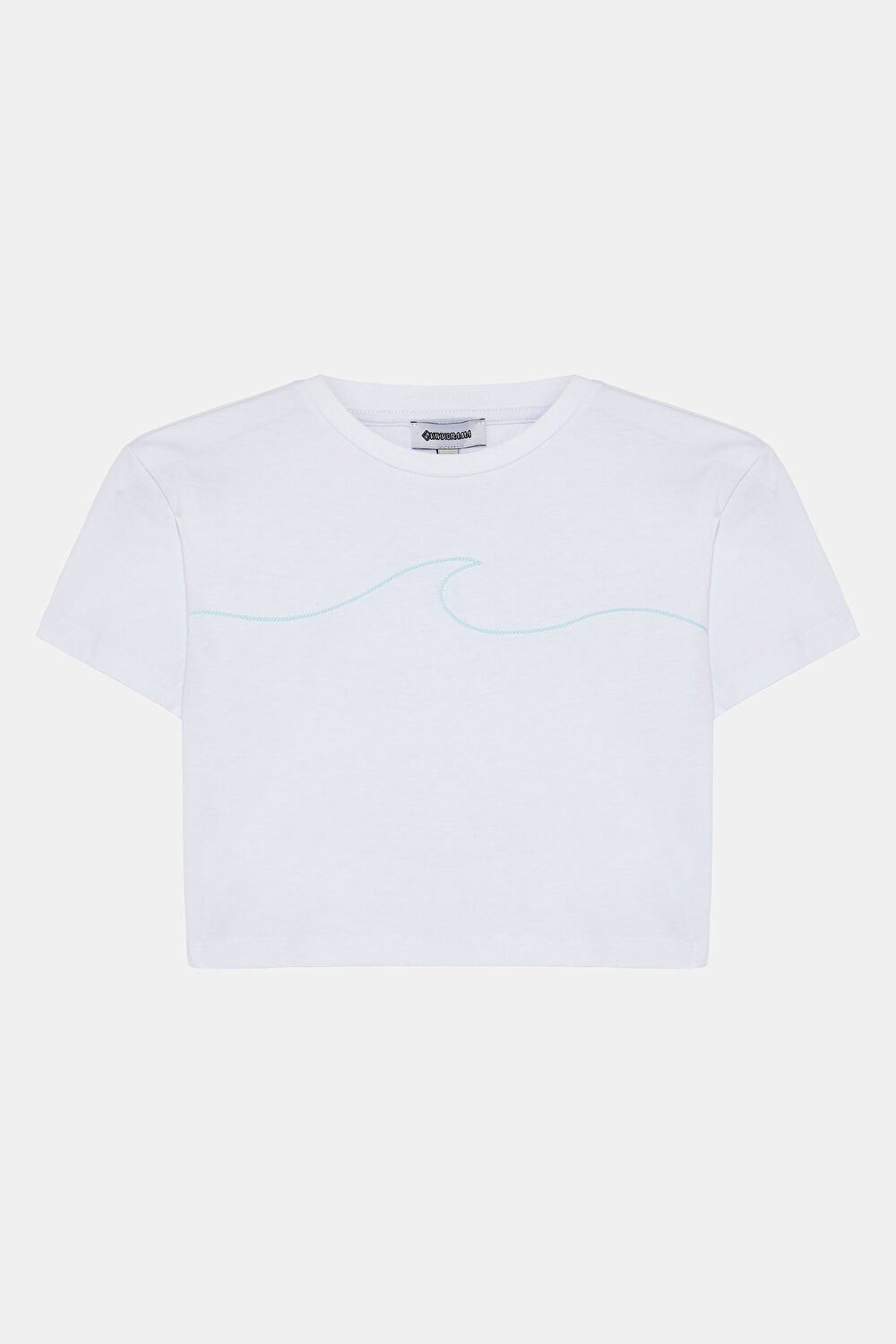 Beyaz Bisiklet Yaka T-Shirt_0