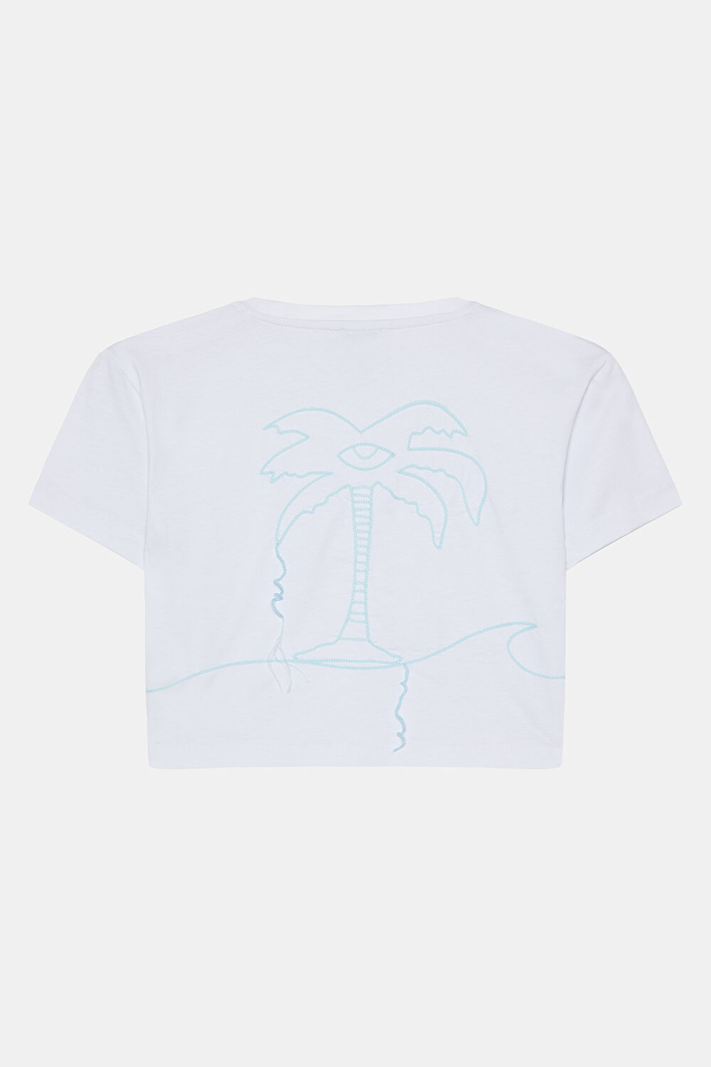 Beyaz Bisiklet Yaka T-Shirt_2