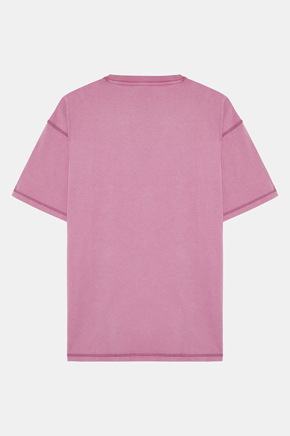 Pembe Bisiklet Yaka Baskılı T-Shirt_2