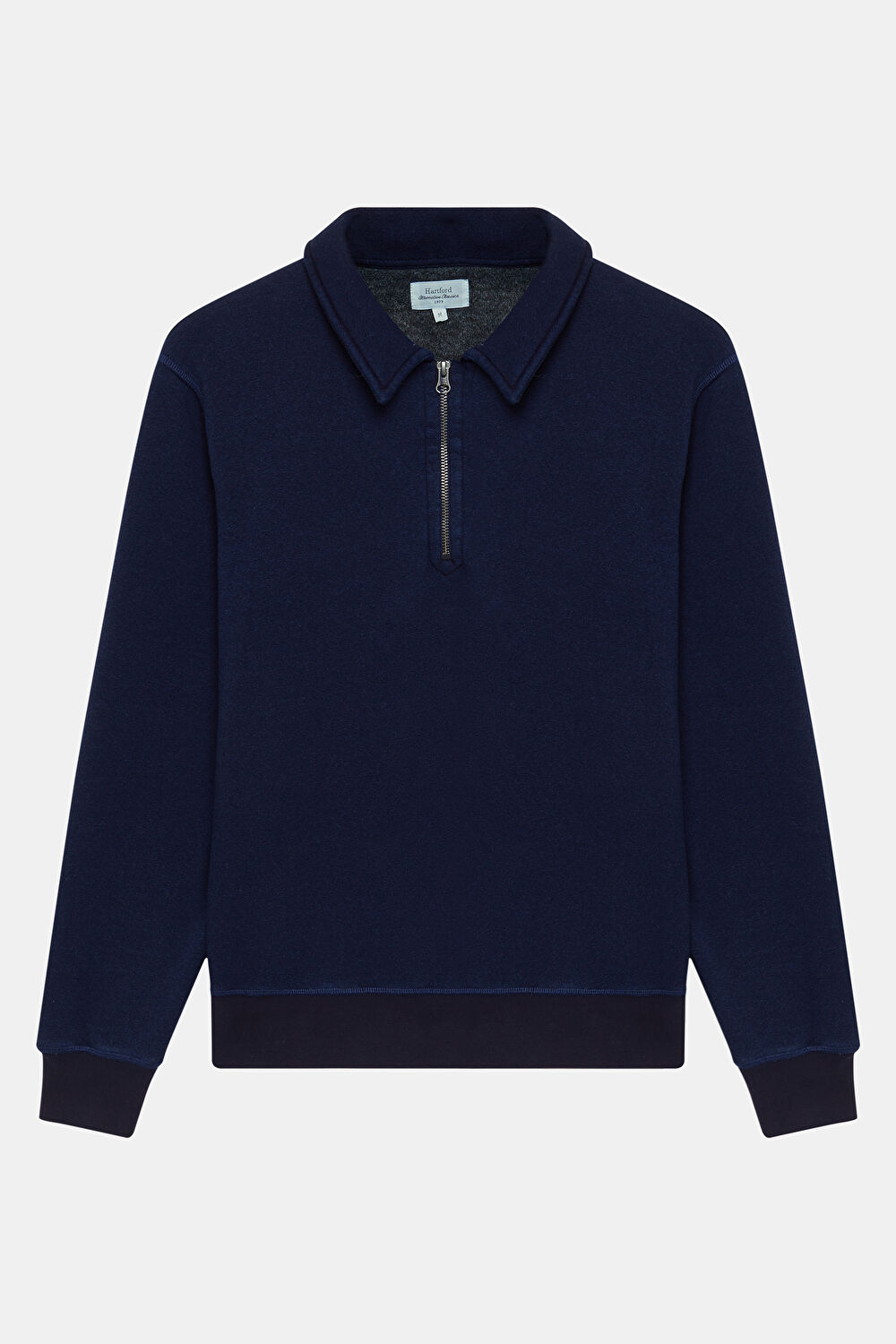 Lacivert Polo Yaka Sweatshirt_0