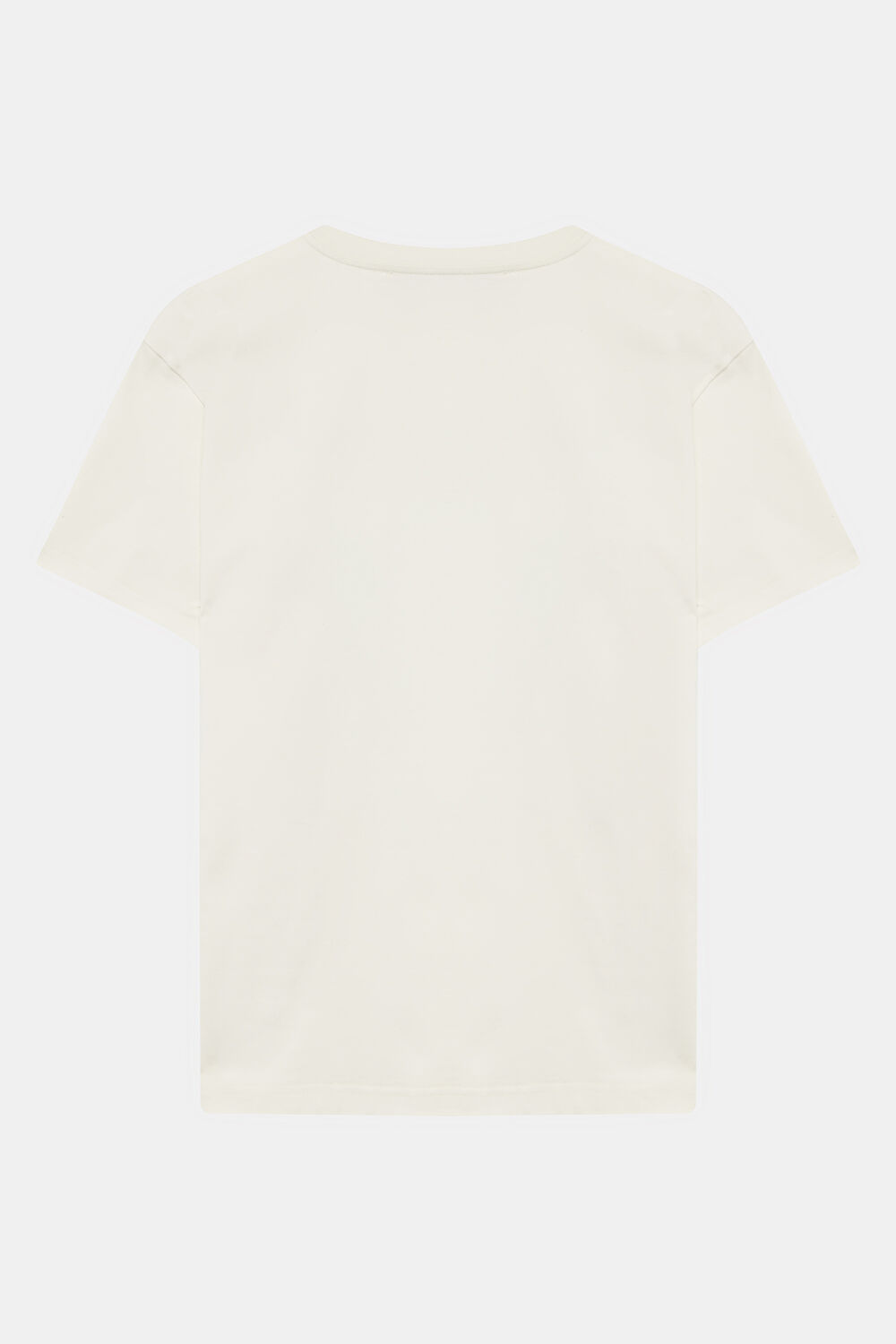 Oversize Ekru Bisiklet Yaka Baskılı T-Shirt_2
