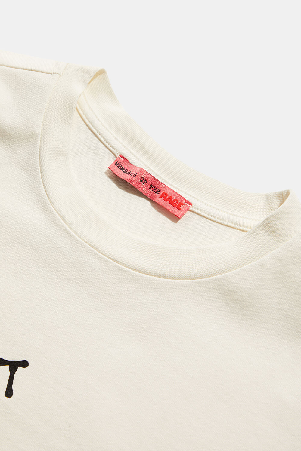 Oversize Ekru Bisiklet Yaka Baskılı T-Shirt_3