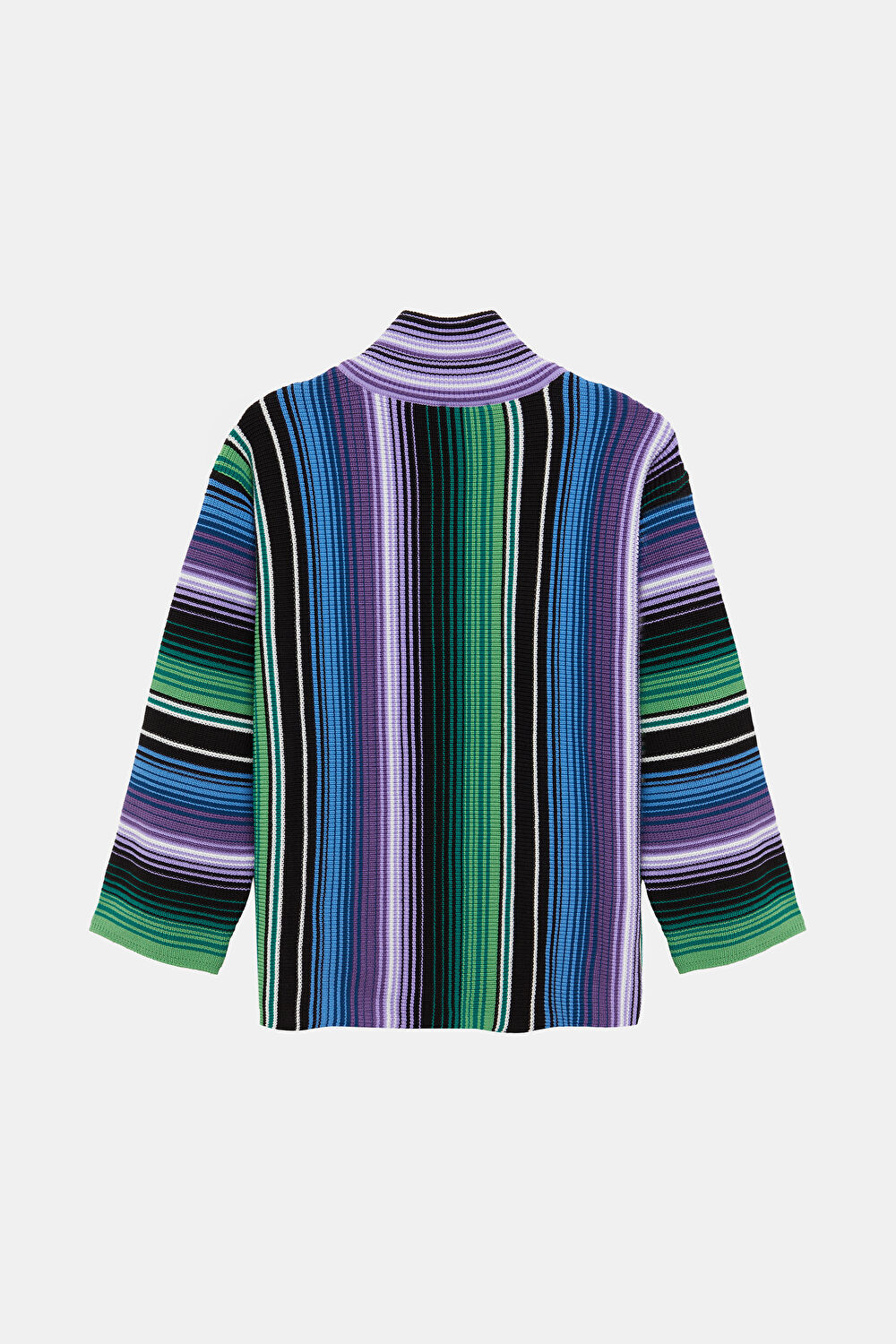 Yeşil Çizgili Polyester Akrilik Kazak_2