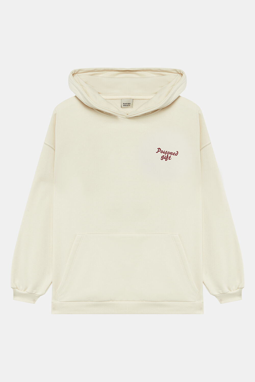 Krem Relax Kalıp Kapüşonlu Sweatshirt_0