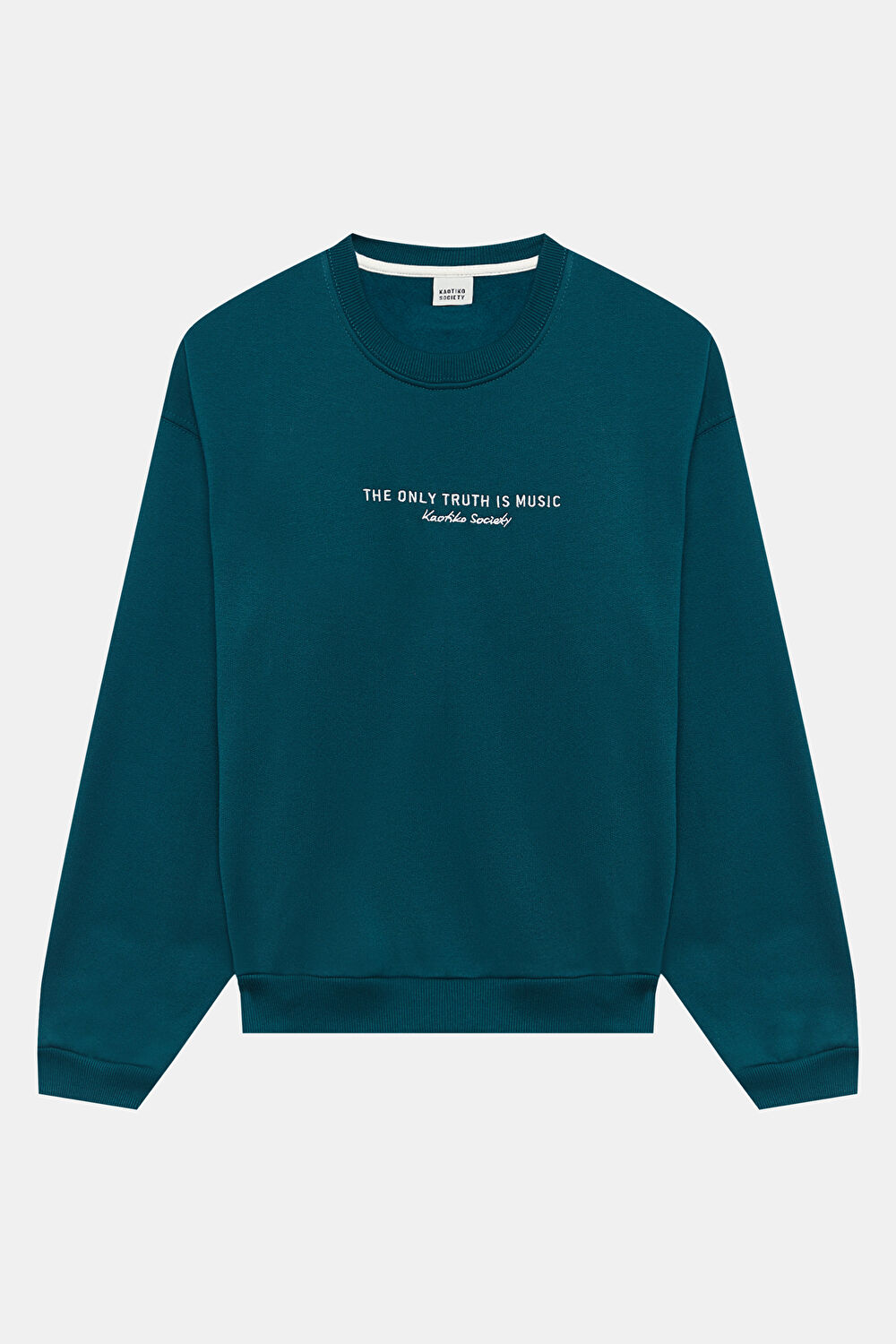 Yeşil Relax Kalıp Bisiklet Yaka Sweatshirt_0