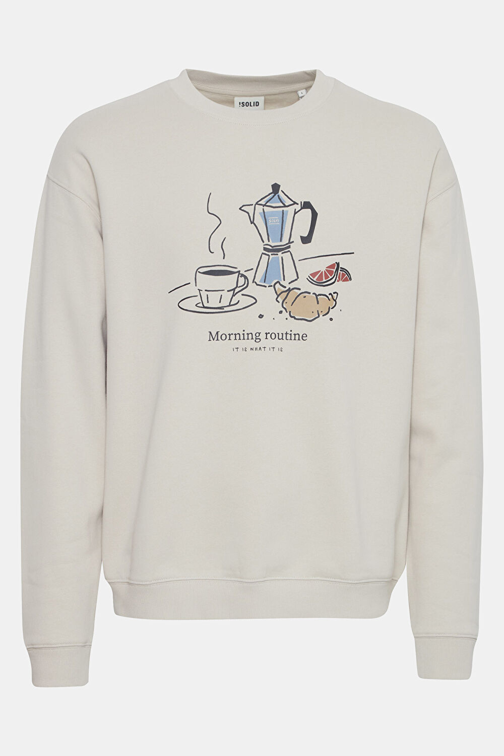 Bej Relax Kalıp Bisiklet Yaka Sweatshirt_0