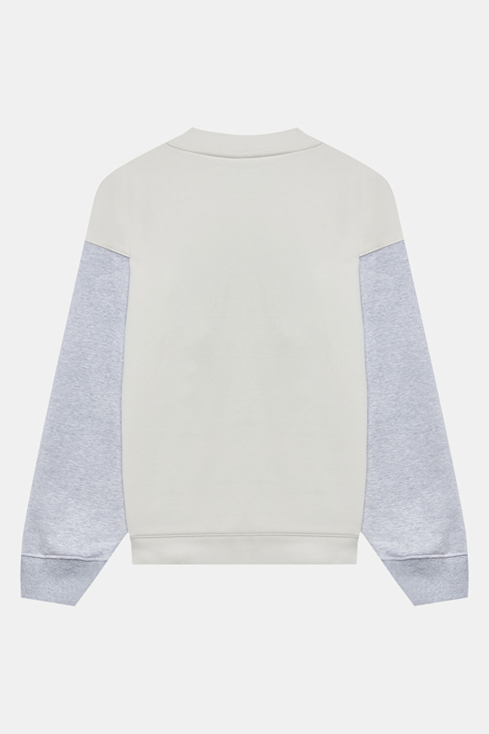 Ekru Relax Kalıp Bisiklet Yaka Sweatshirt_2