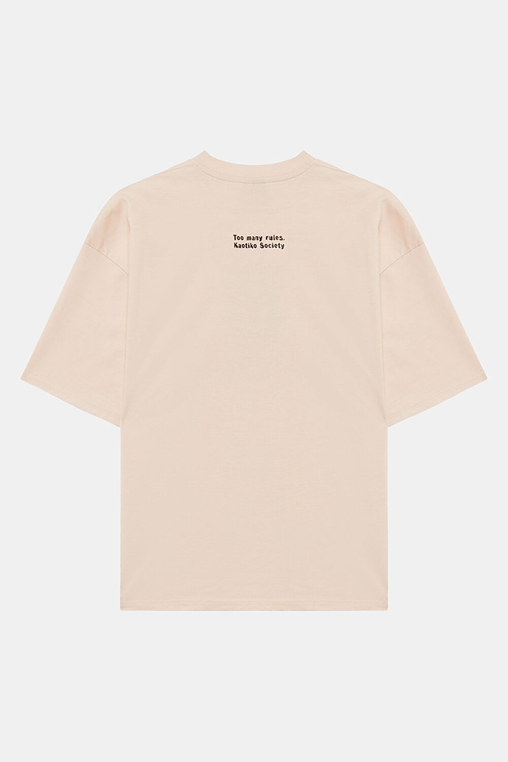 Relax Kalıp Açık Pembe Bisiklet Yaka Baskılı T-Shirt_4