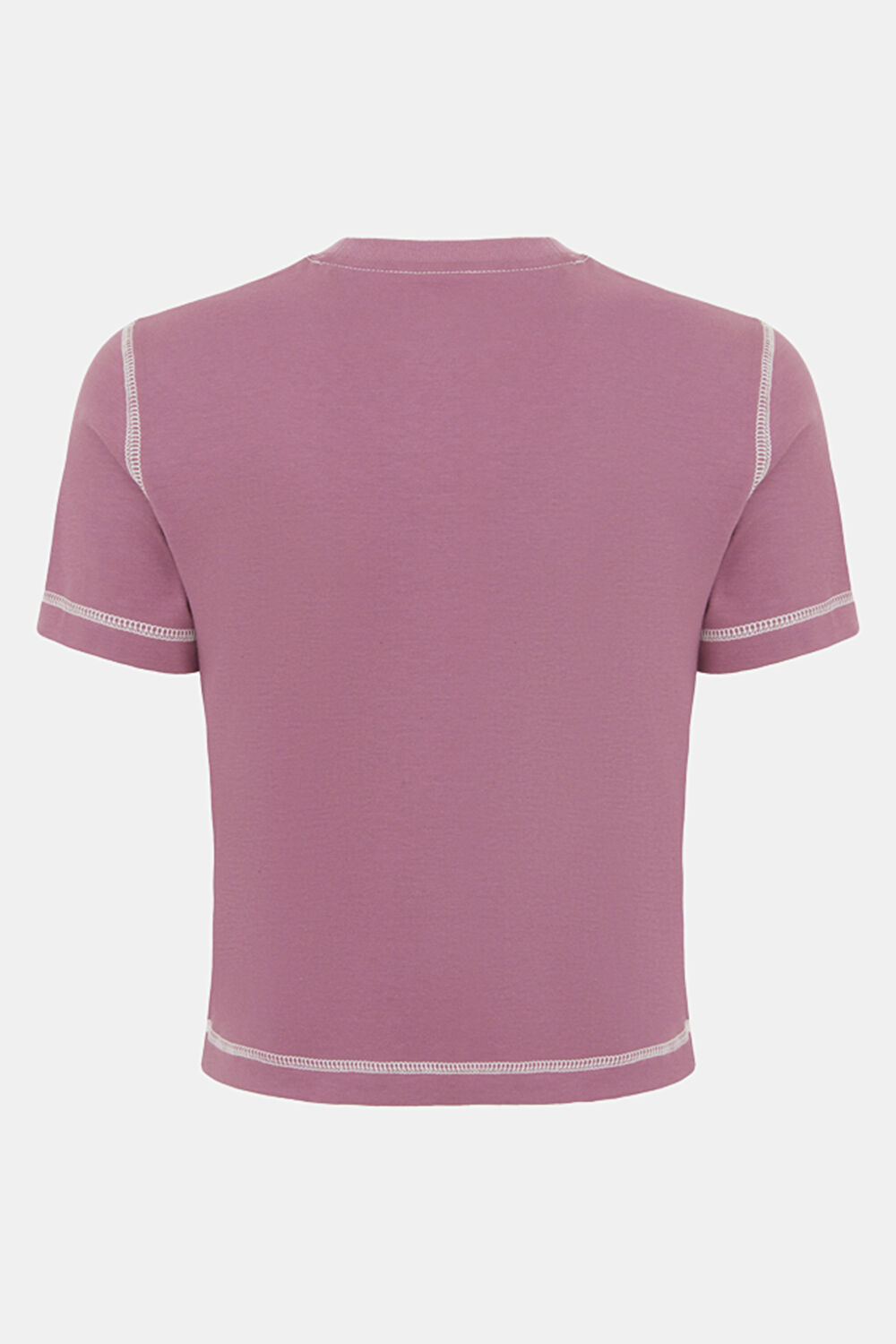 Pembe O Yaka Baskılı T-Shirt_2