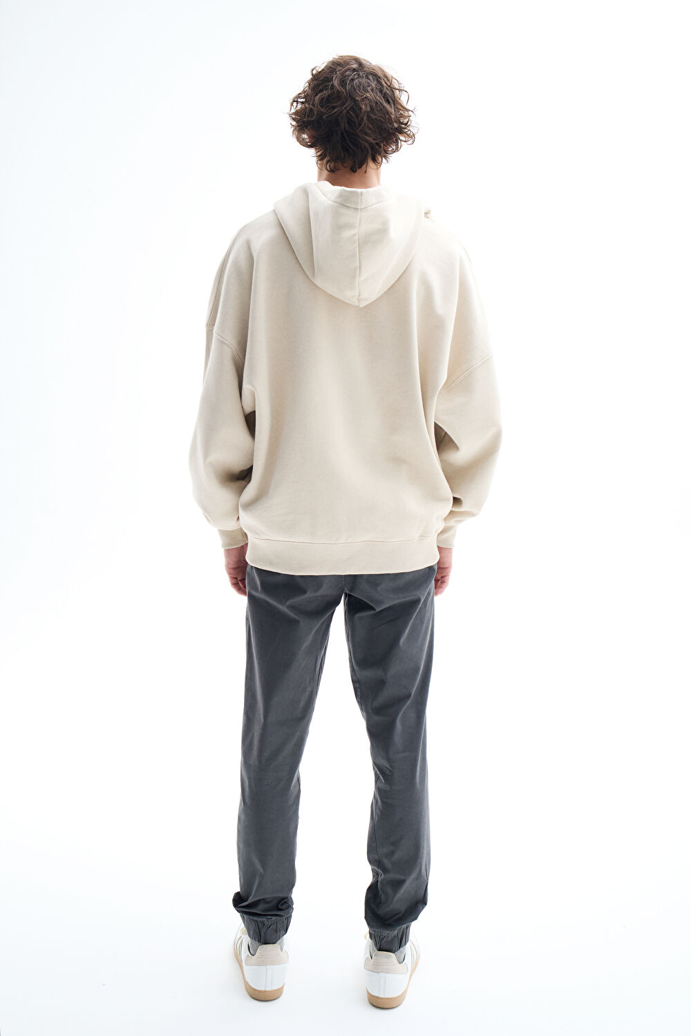 Bej Oversize Kapuşonlu Sweatshirt_2