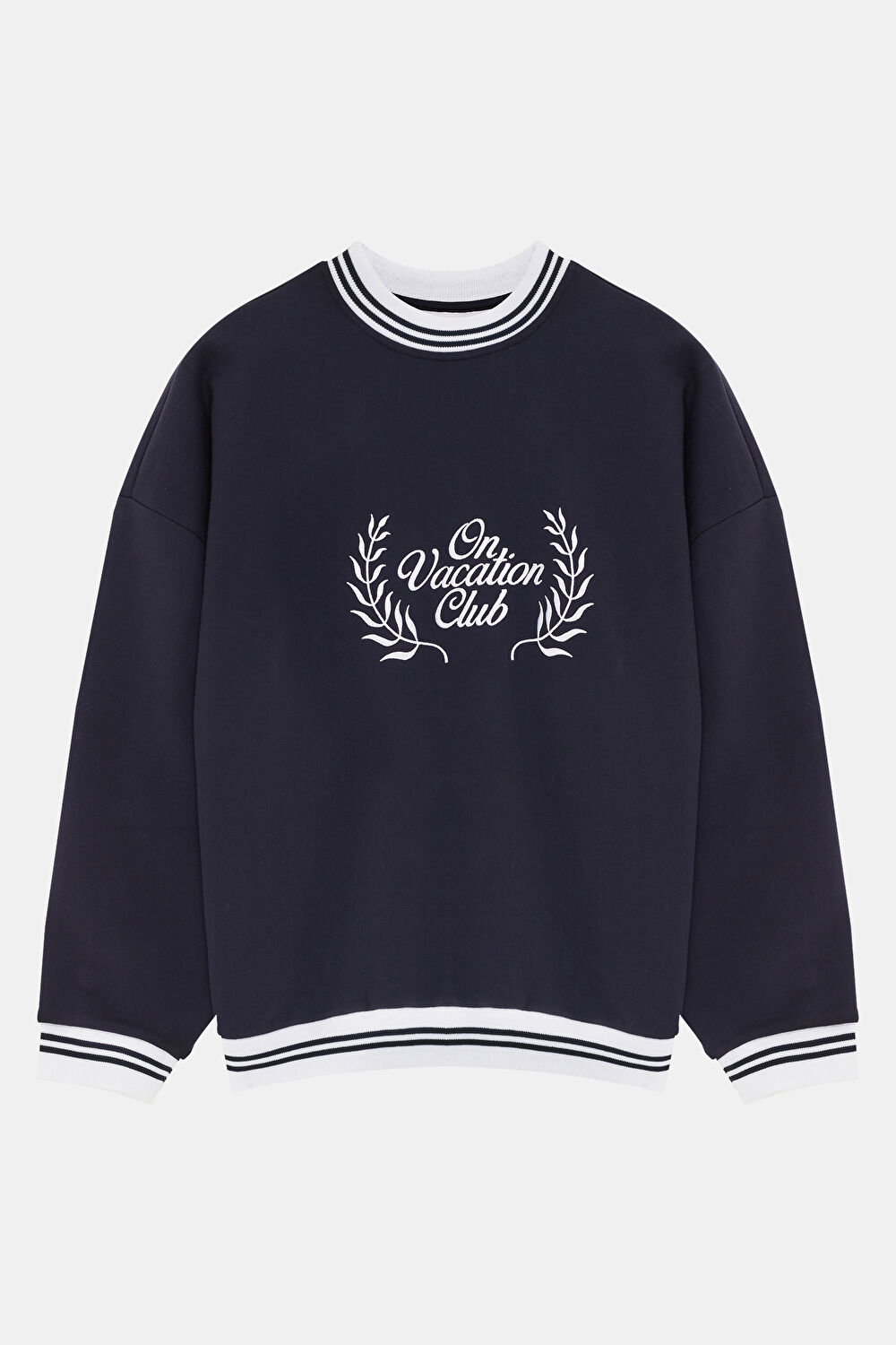 Lacivert Relax Kalıp Bisiklet Yaka Sweatshirt_0