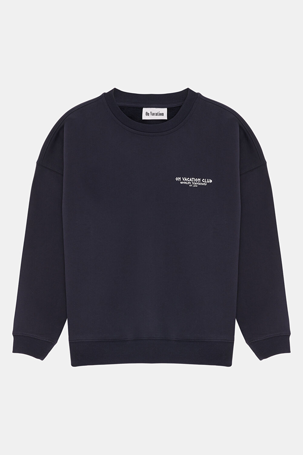 Lacivert Relax Kalıp Bisiklet Yaka Sweatshirt_0