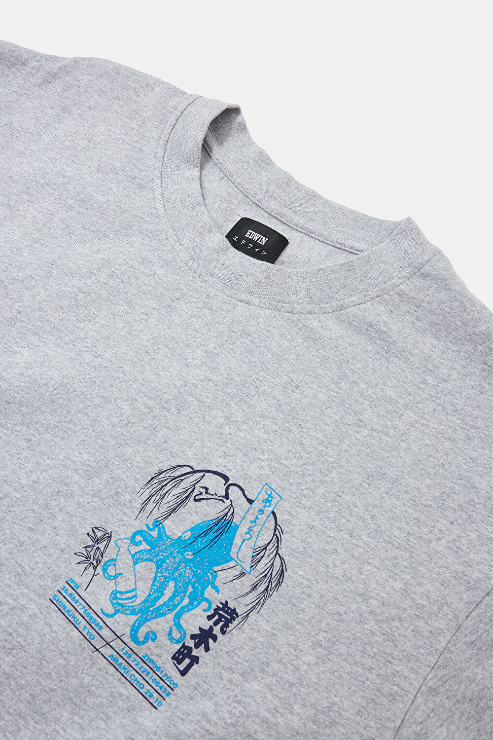 Relax Kalıp Gri Bisiklet Yaka Baskılı T-Shirt_3