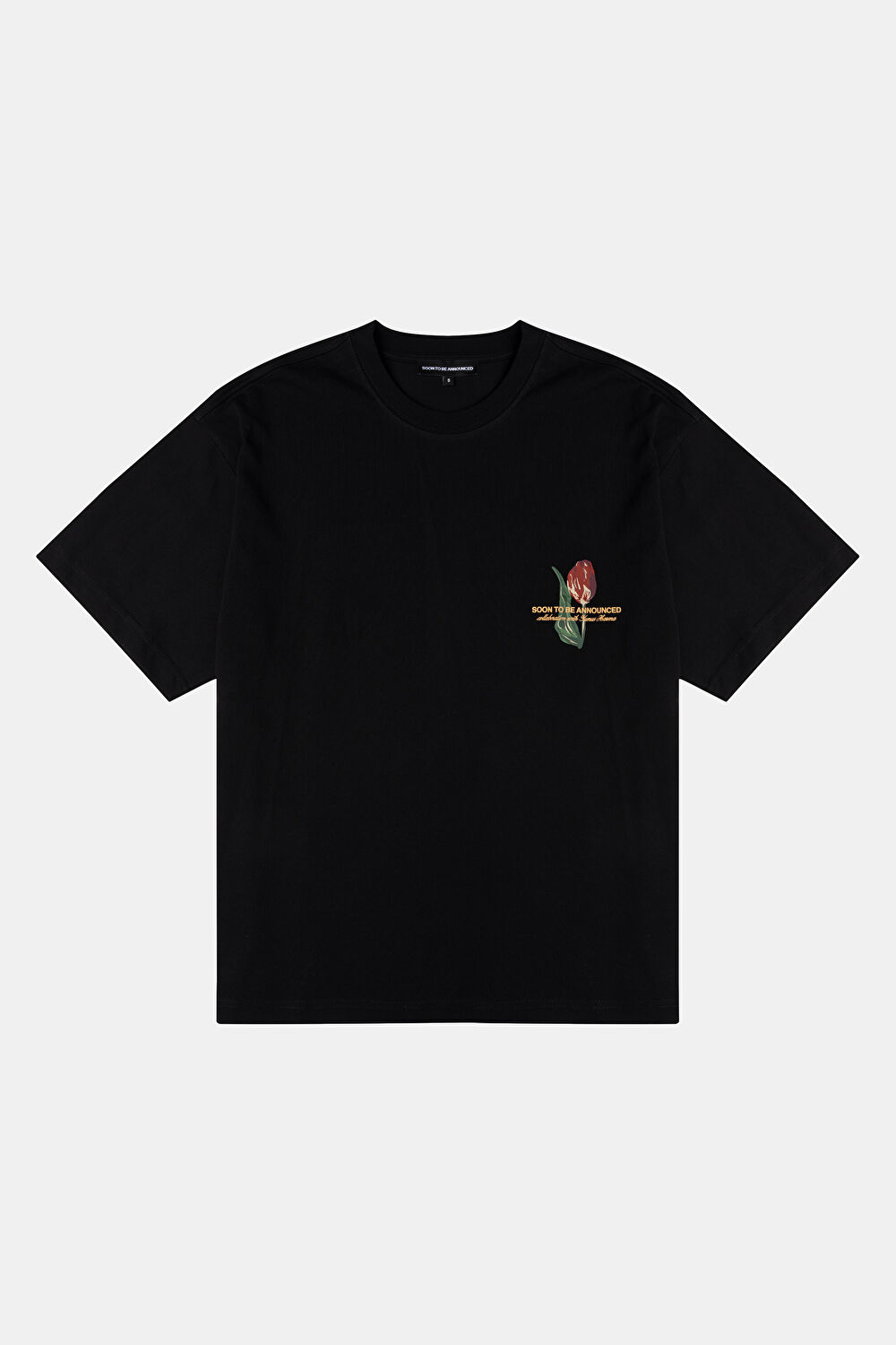 Liliaceae Relax Kalıp Siyah Bisiklet Yaka Baskılı T-Shirt_0