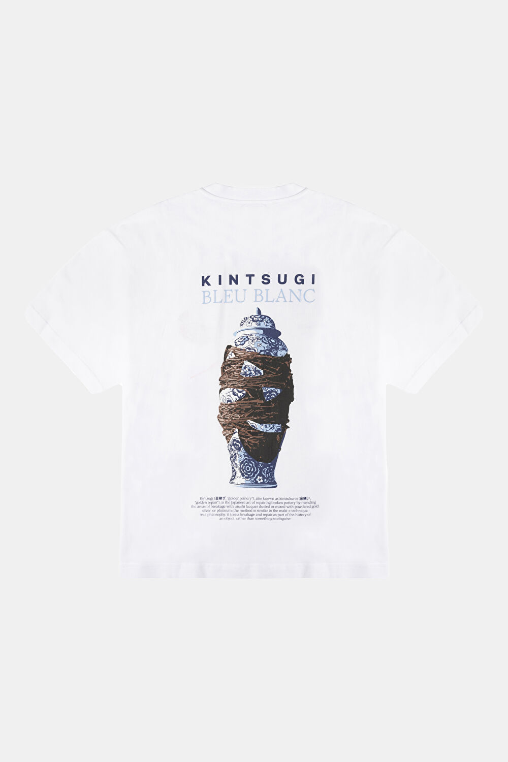 Kintsugi Relax Kalıp Beyaz Bisiklet Yaka Baskılı T-Shirt_2