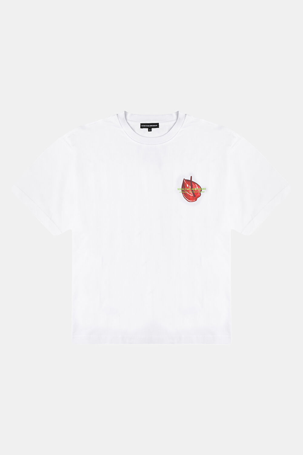 Anthurium Relax Kalıp Beyaz Bisiklet Yaka Baskılı T-Shirt_0