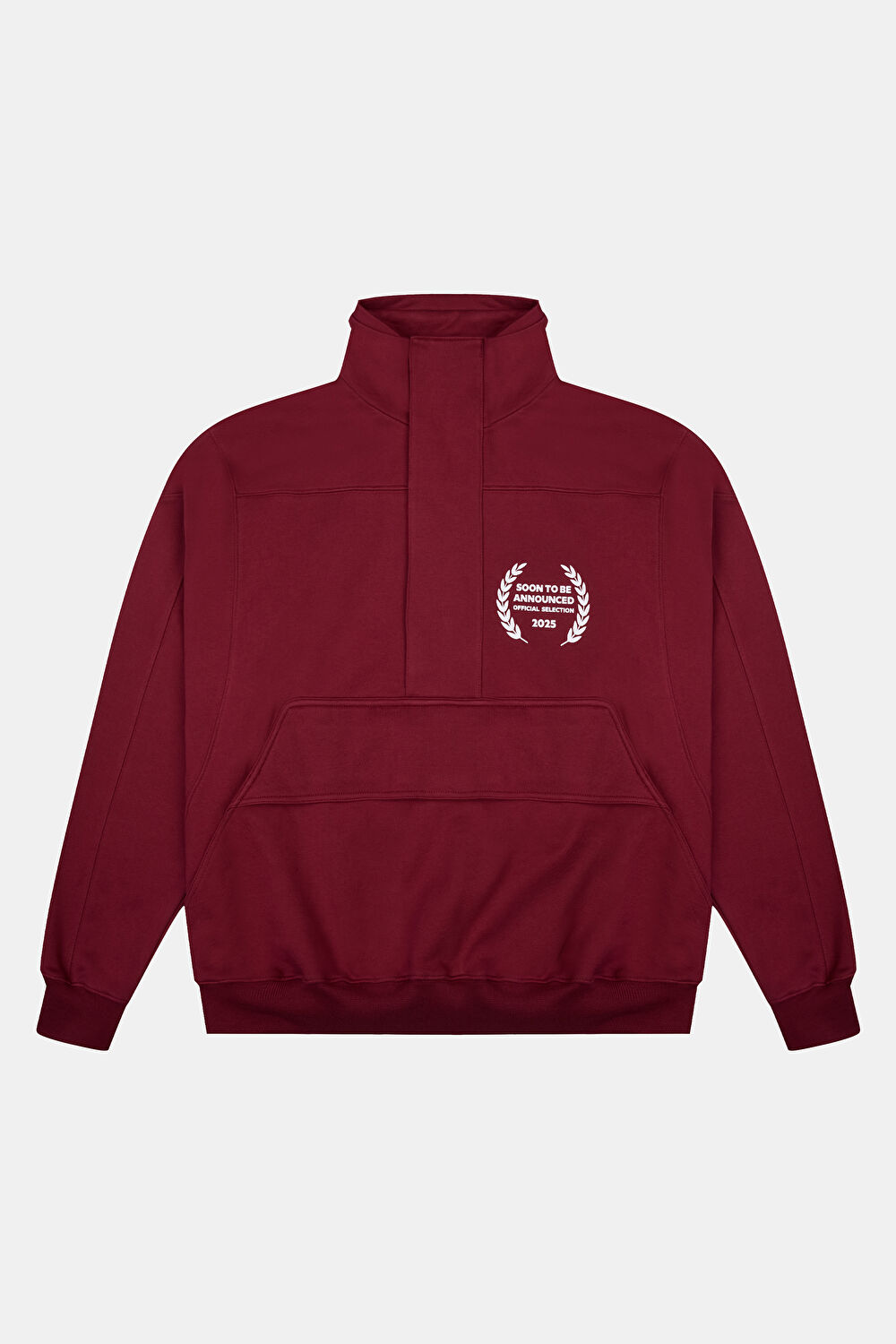 Bordo Relax Kalıp Dik Yaka Sweatshirt_0