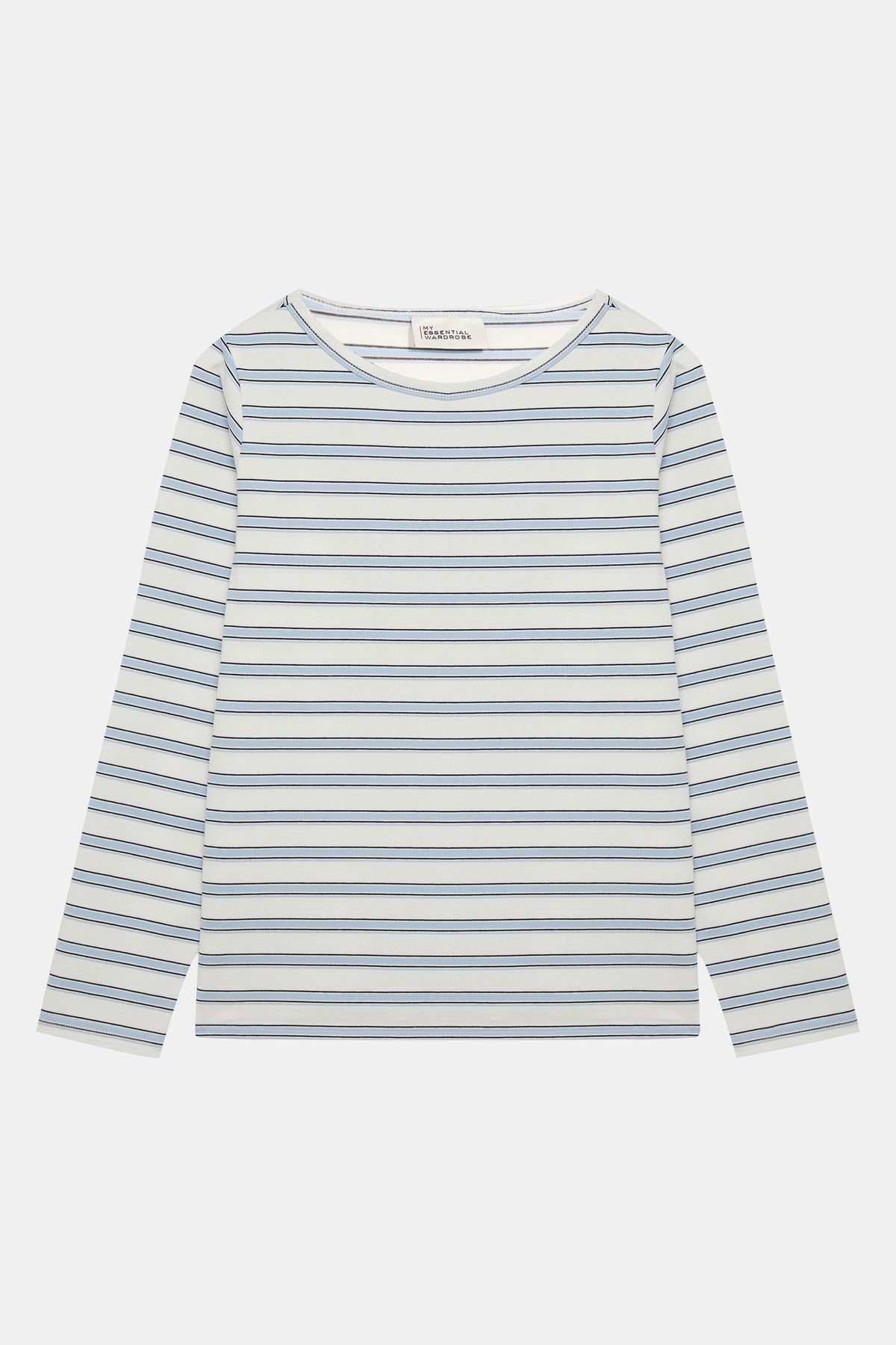 My Essential Wardrobe Beyaz Çizgili Desenli Uzun Kollu Kadın Bluz