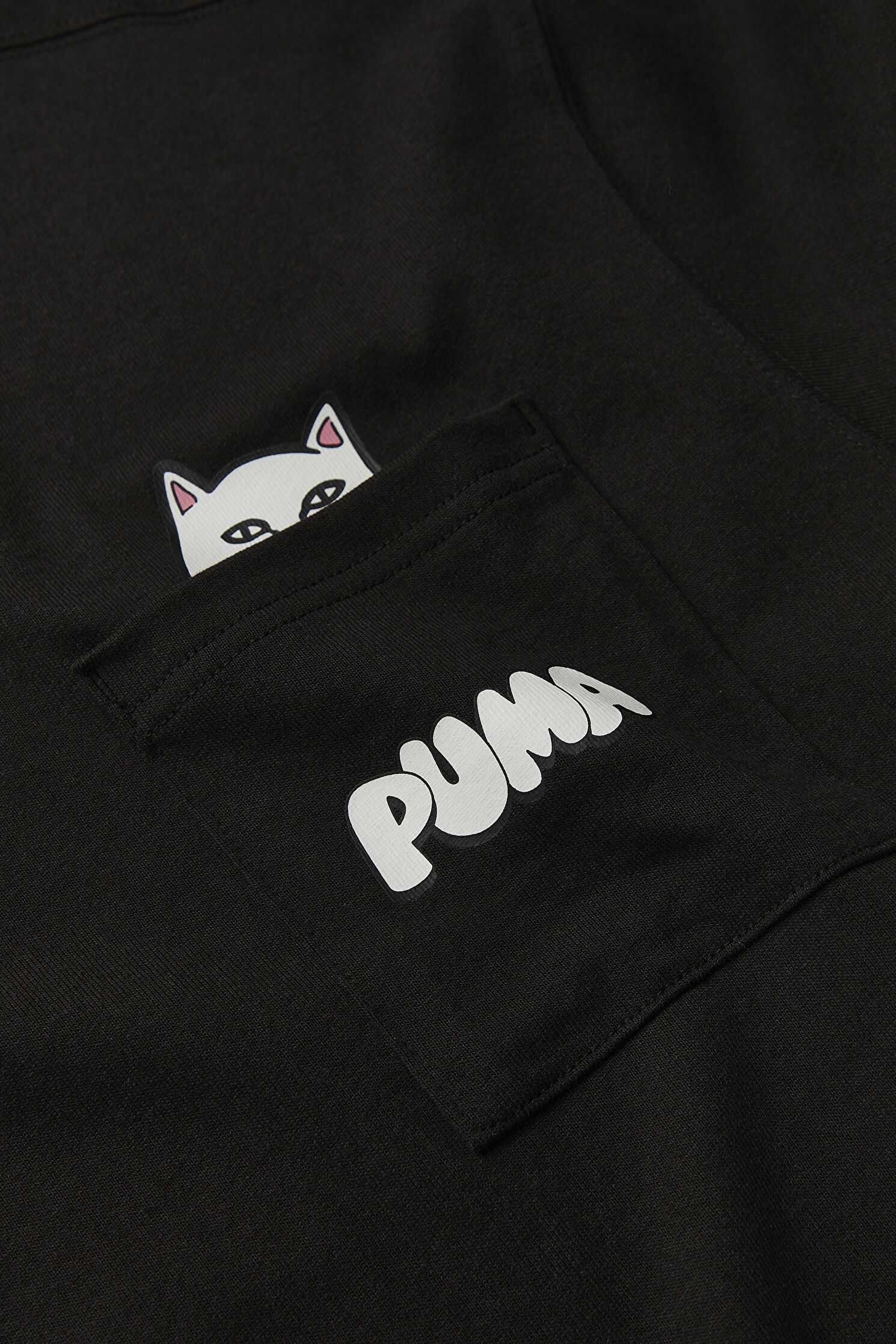 Outlet Erkek Puma Ripndip Relax Kalıp Siyah Bisiklet Yaka Baskılı