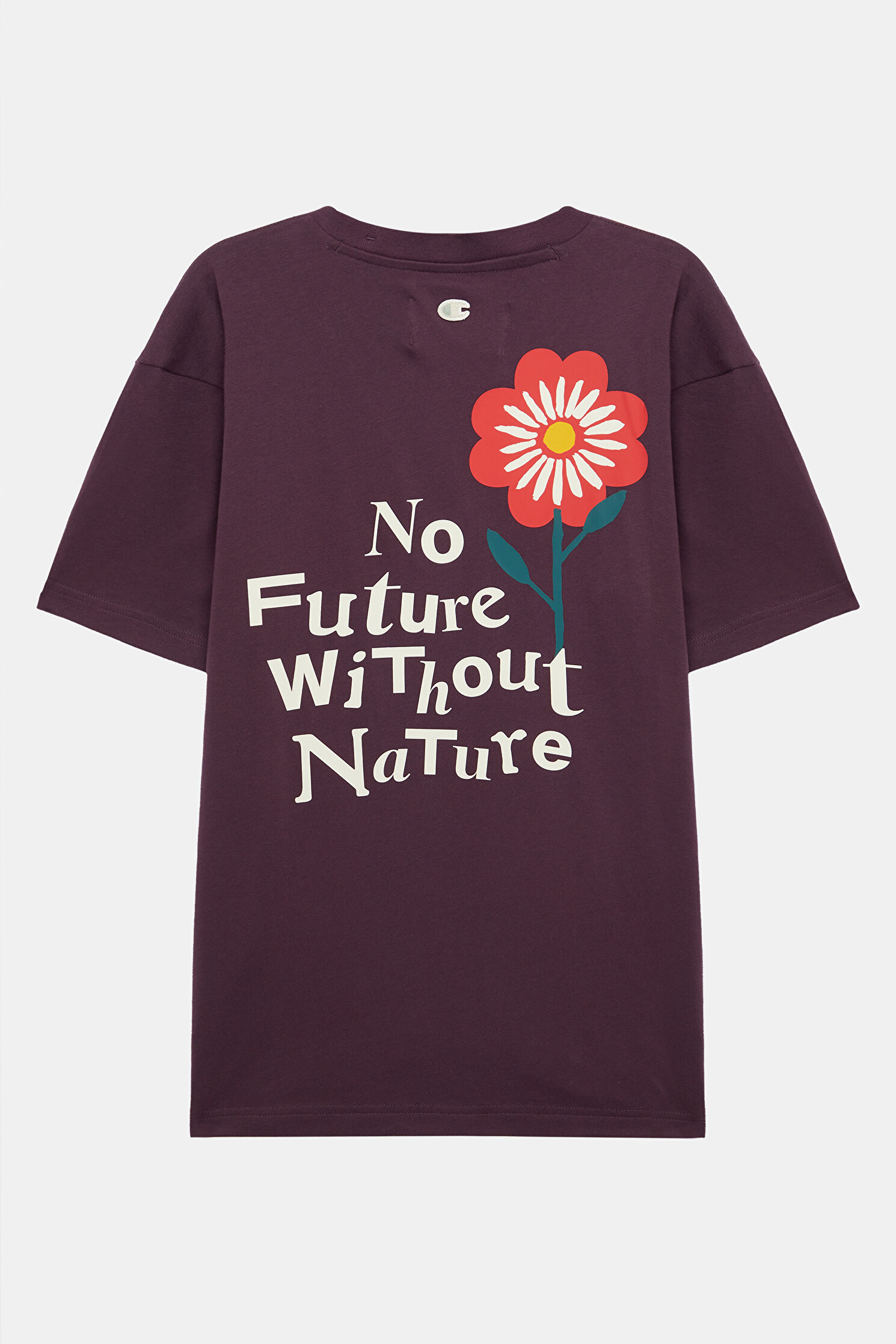 Men Champıon Relax Mold Purple Crew Neck Printed T-shirt