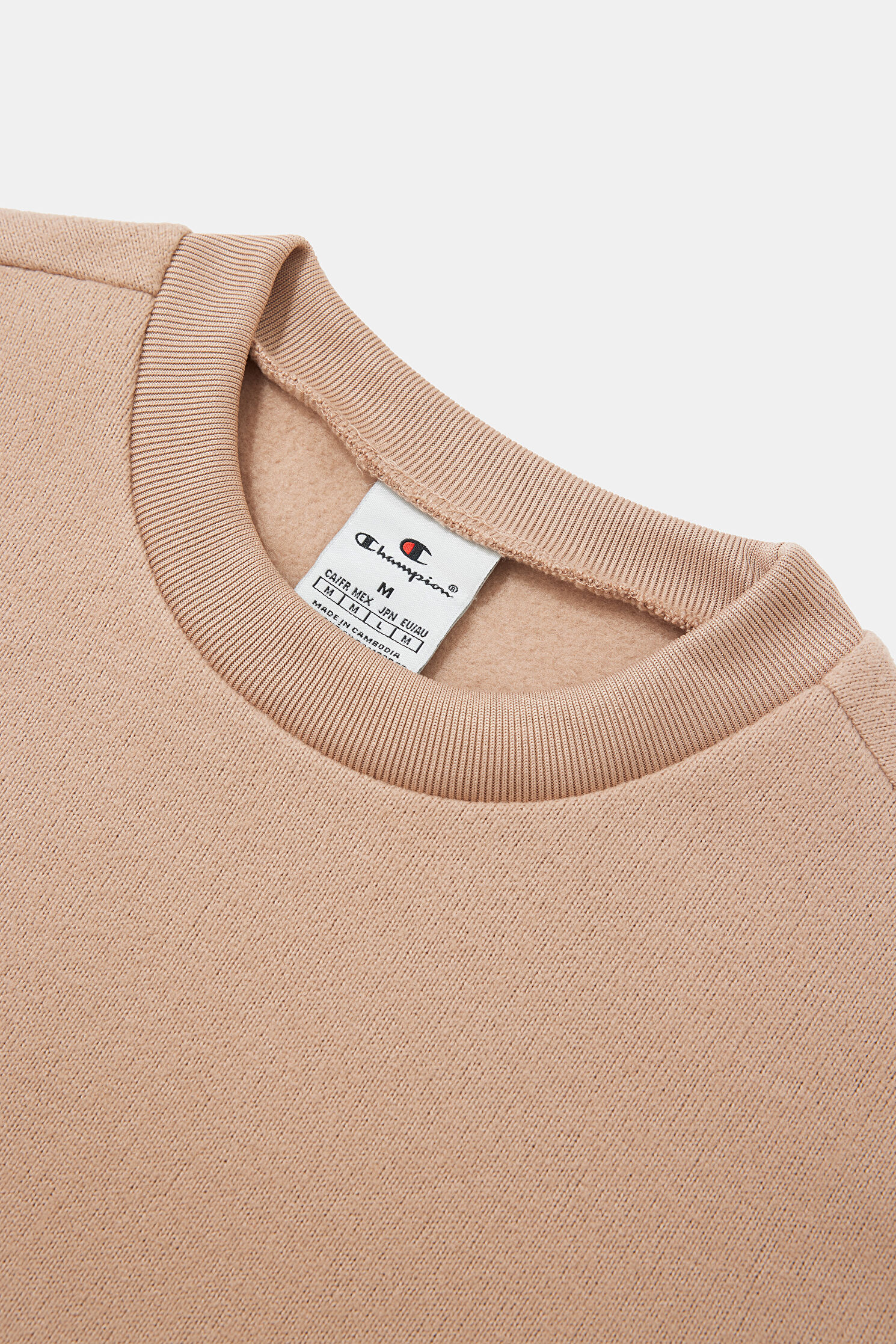 Erkek Champıon Bej Relax Kalıp Bisiklet Yaka Sweatshirt