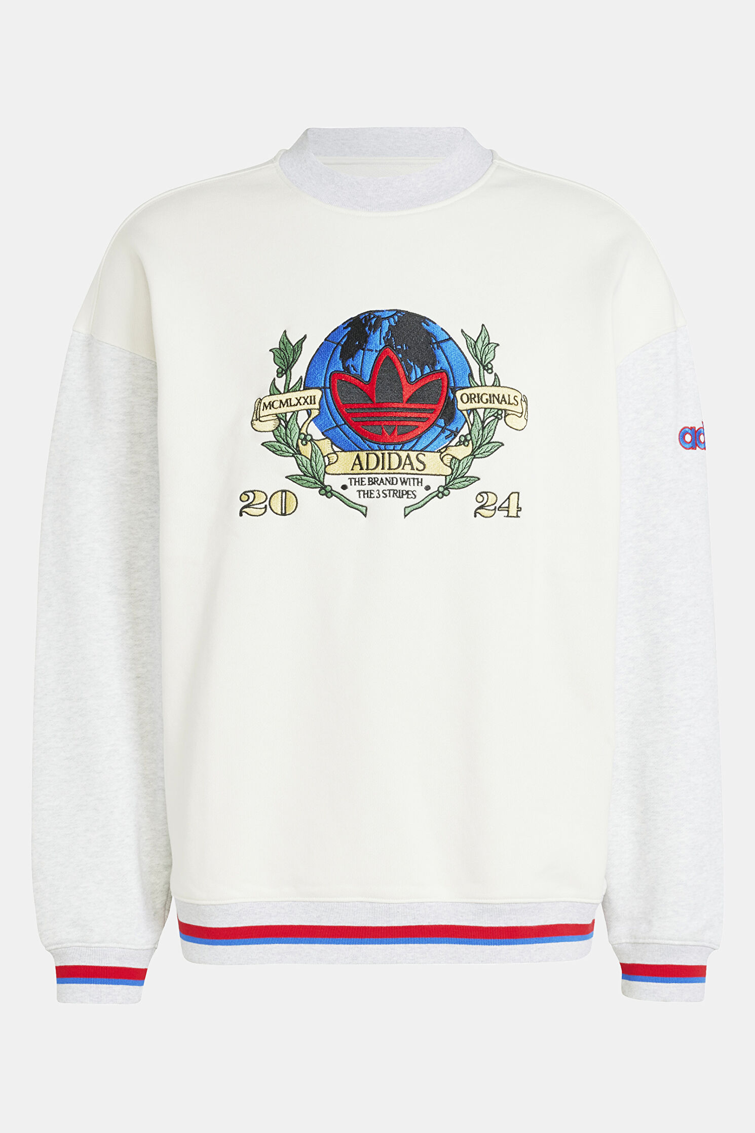 Erkek Adıdas Ekru Relax Kalıp Bisiklet Yaka Sweatshirt