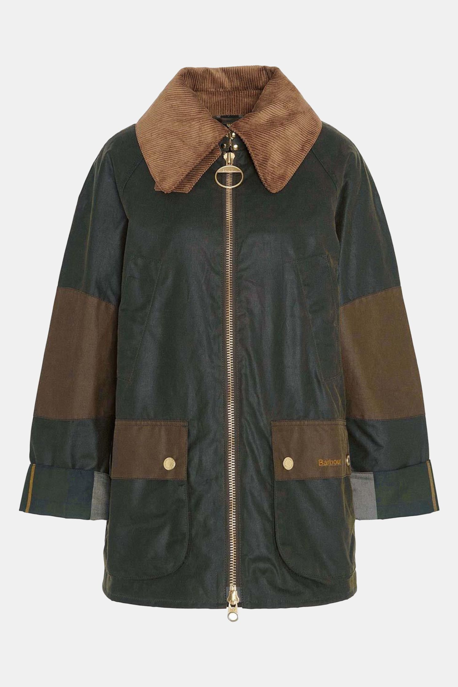Kadın Barbour Allerston Wax Haki Mont
