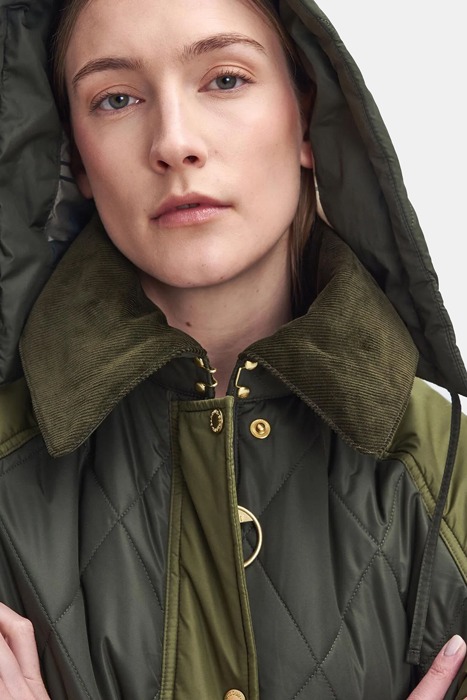 Kadın Barbour Cookston Quilted Haki Kaban