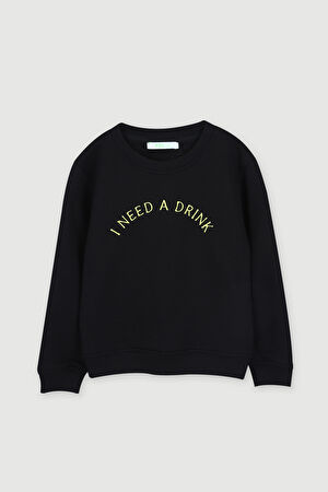 Drink Çocuk Sweatshirt Siyah