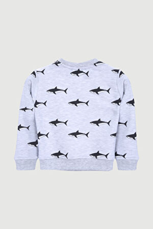 Shark Çocuk Sweatshirt Gri_2